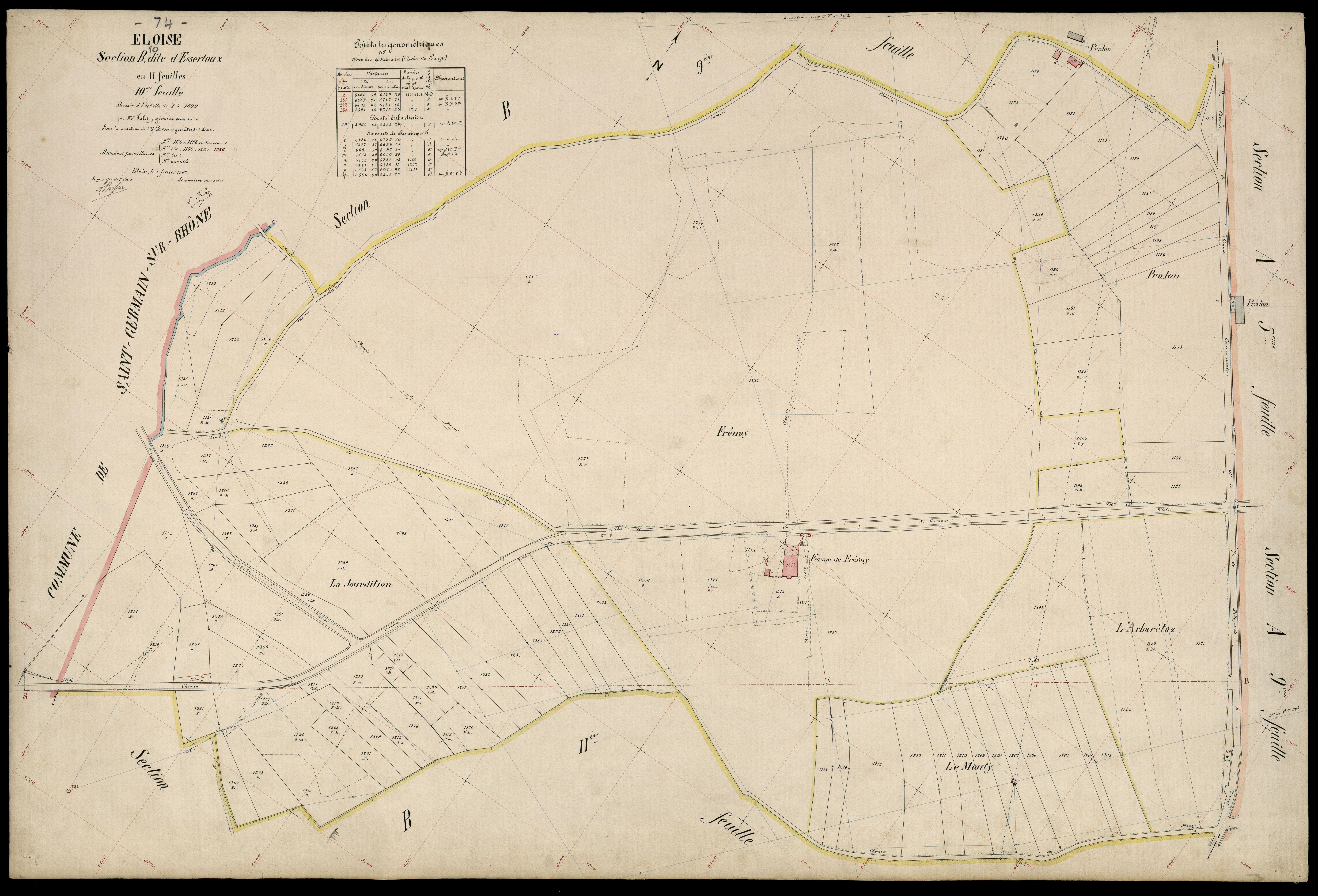 3 P 3 4369 - Feuille n° 11, parcelles n° 1289 à 147 - 5 février 1907