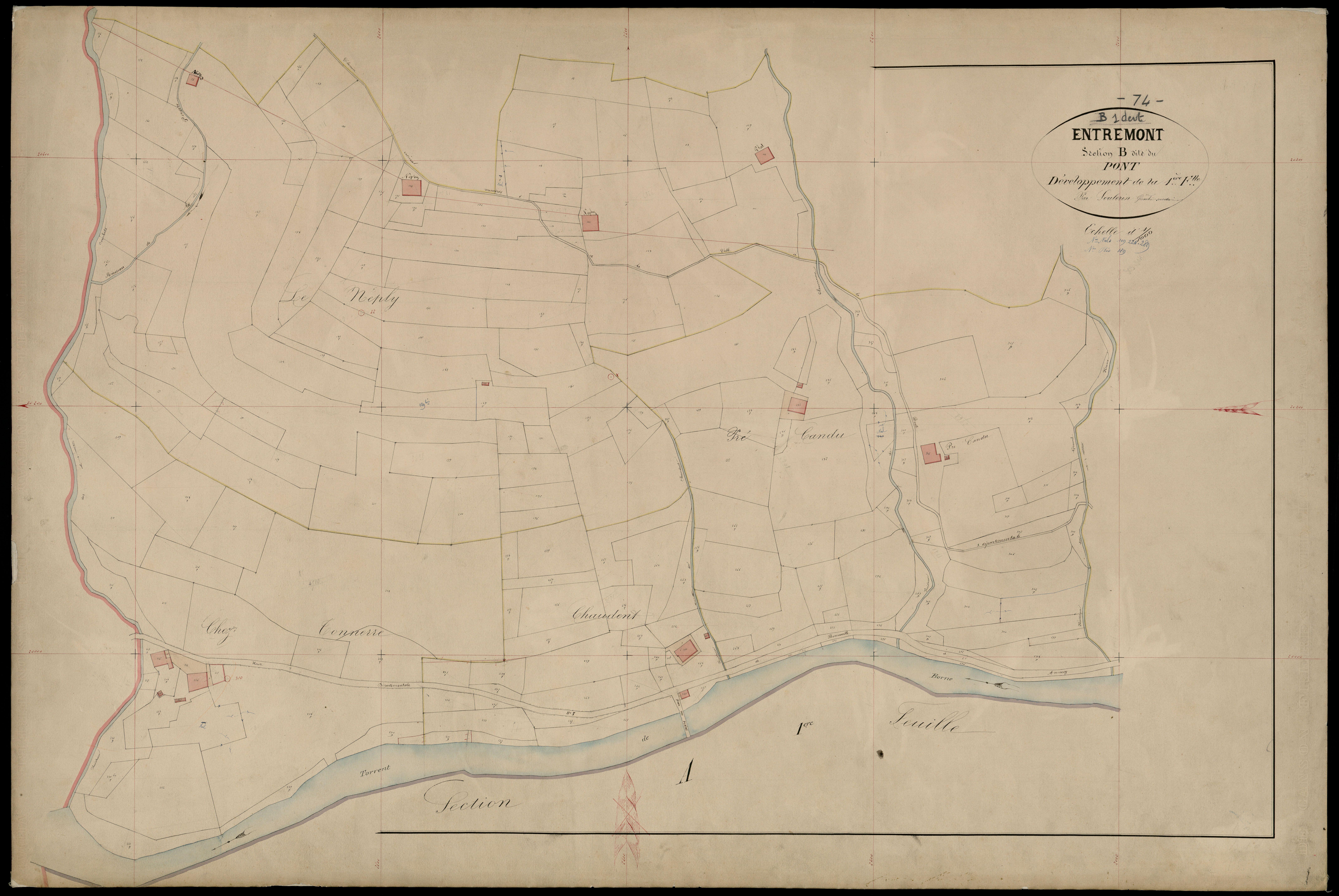 3 P 3 4379 - Feuille n° 2, parcelles n° 696 à 1041 - 25 octobre 1868