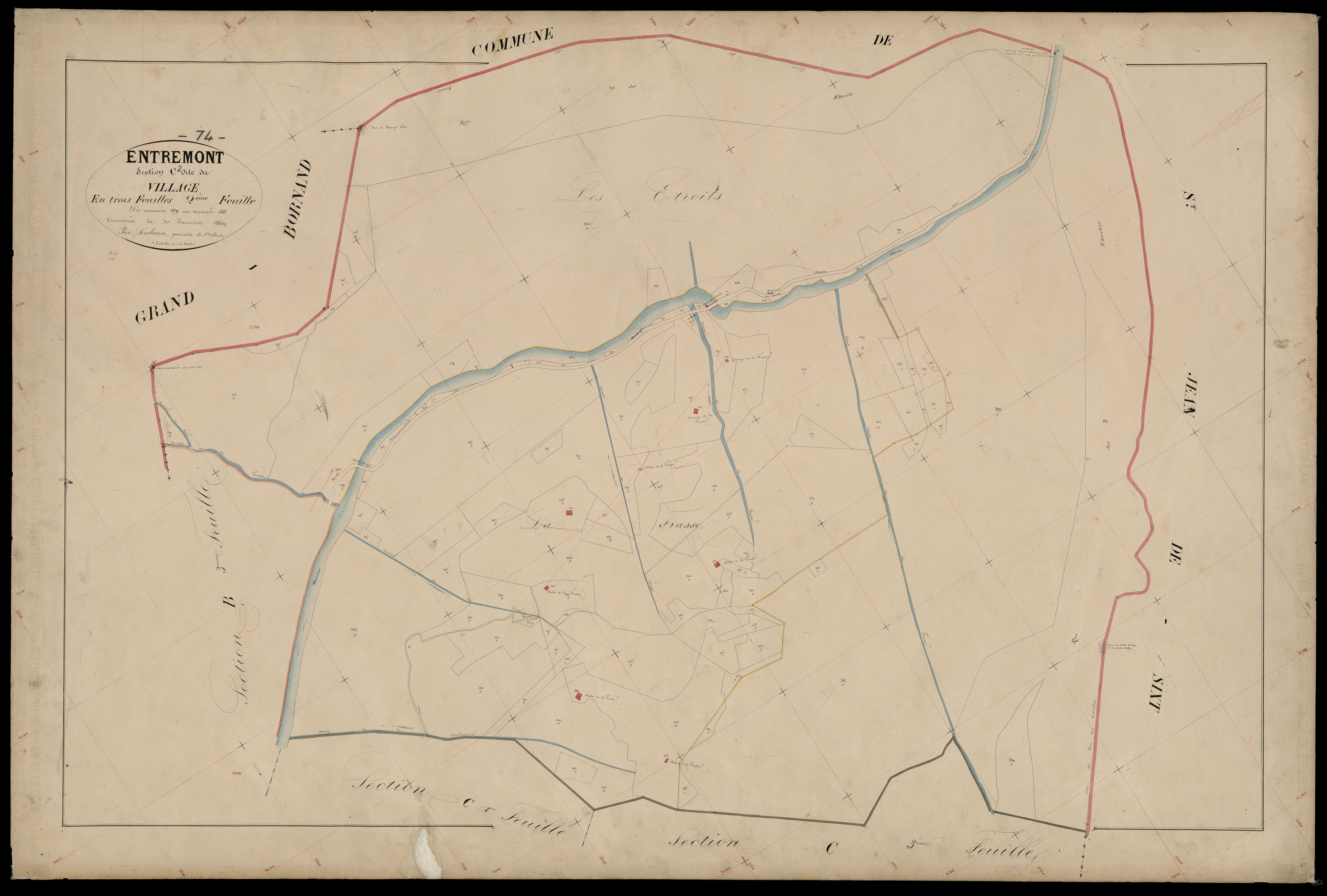 3 P 3 4383 - Feuille n° 3, parcelles n° 339 à 47 - 25 octobre 1868