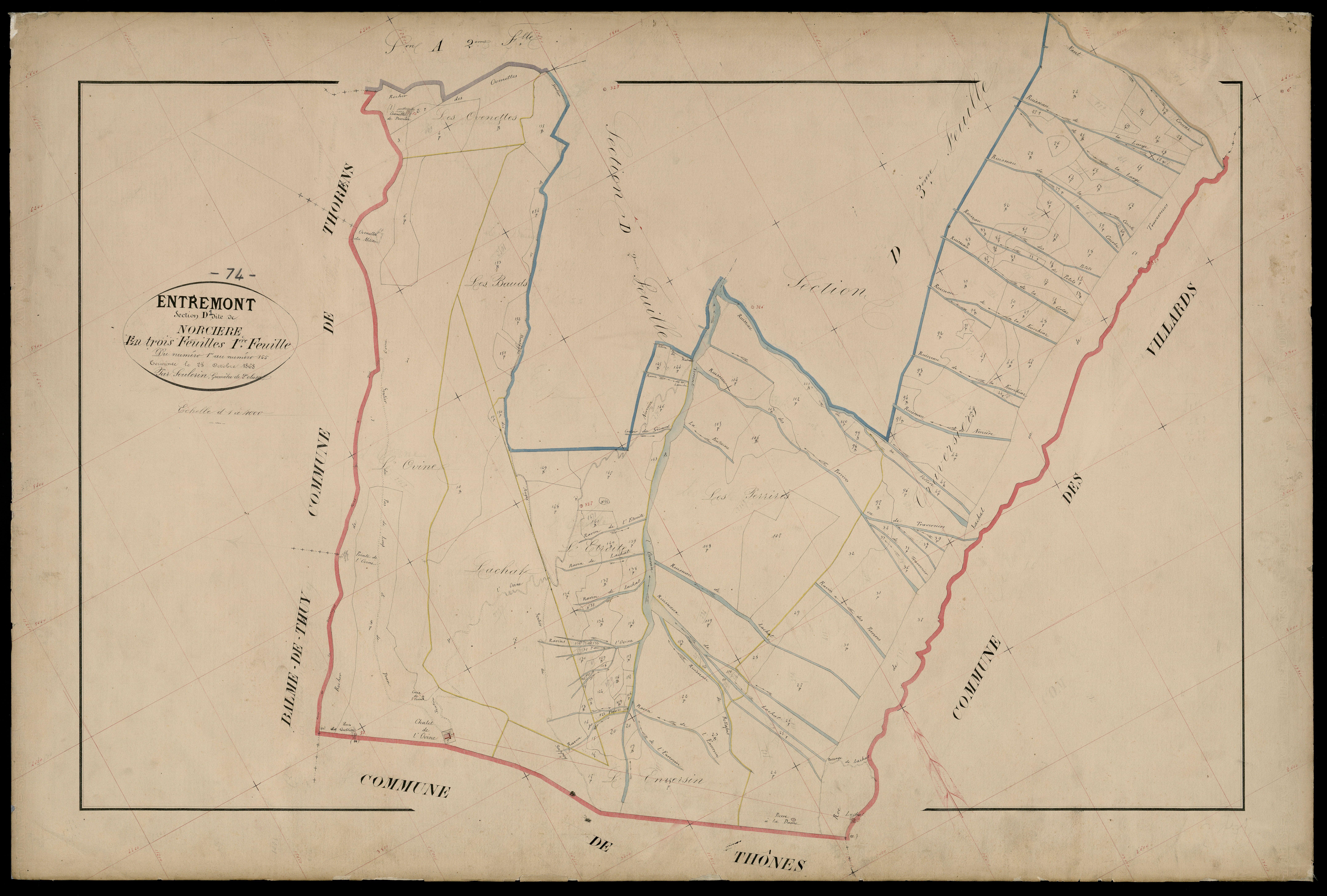 3 P 3 4385 - Feuille n° 2, parcelles n° 16 à 44 - 15 octobre 1868