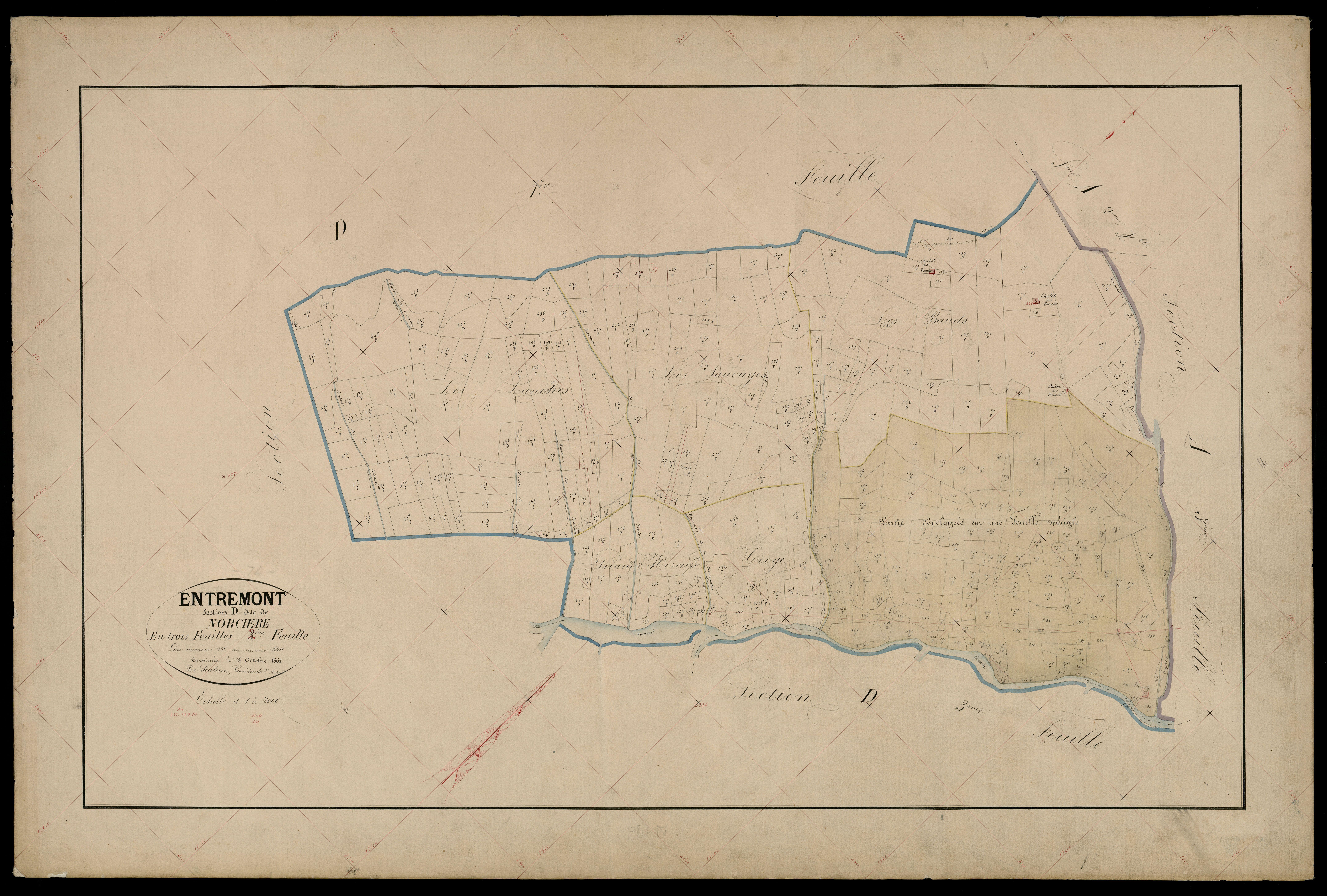 3 P 3 4386 - Feuille n° 3, parcelles n° 4 à 910 - 25 août 1868