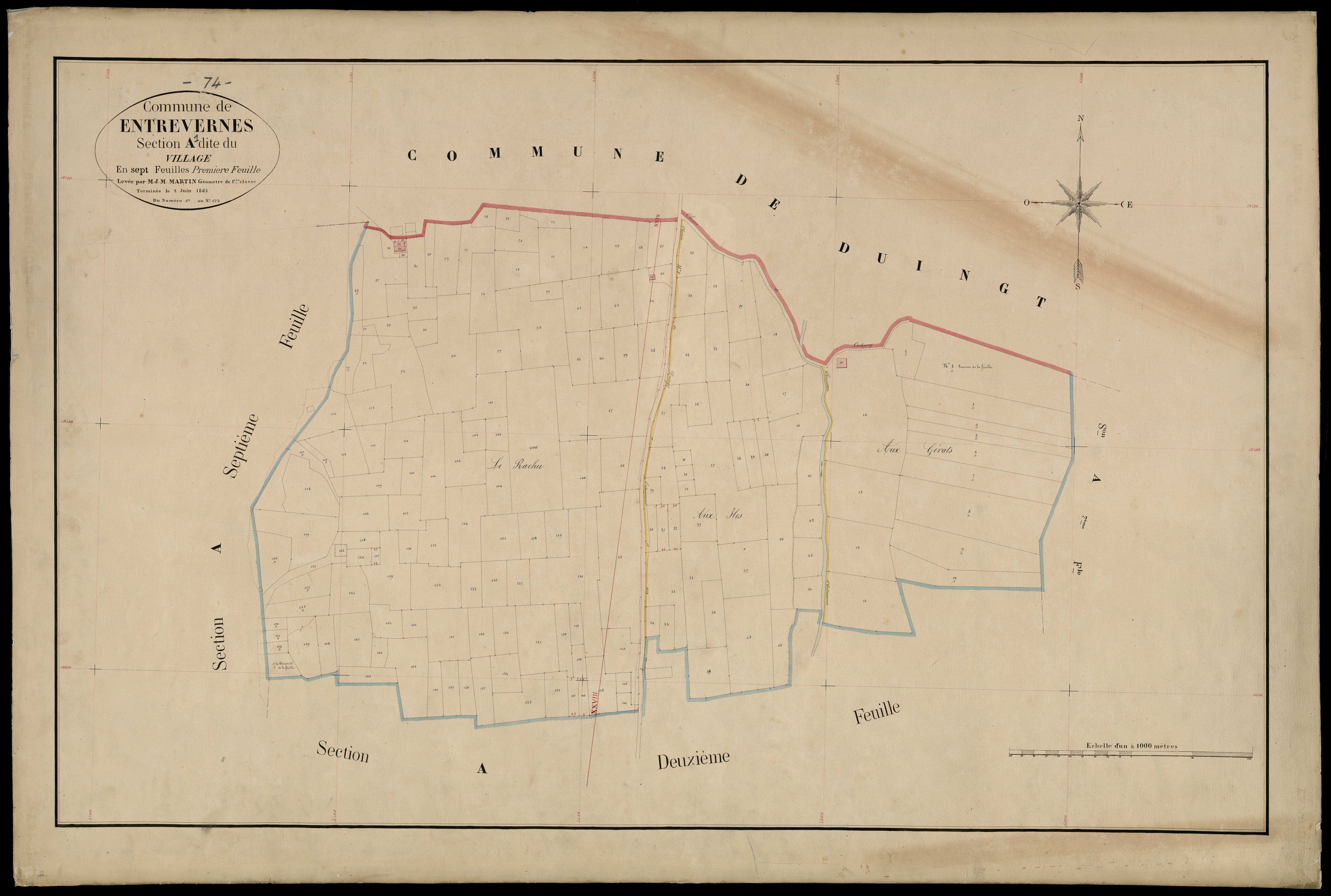 3 P 3 4390 - Feuille n° 2, parcelles n° 174 à 49 - 2 juin 1865