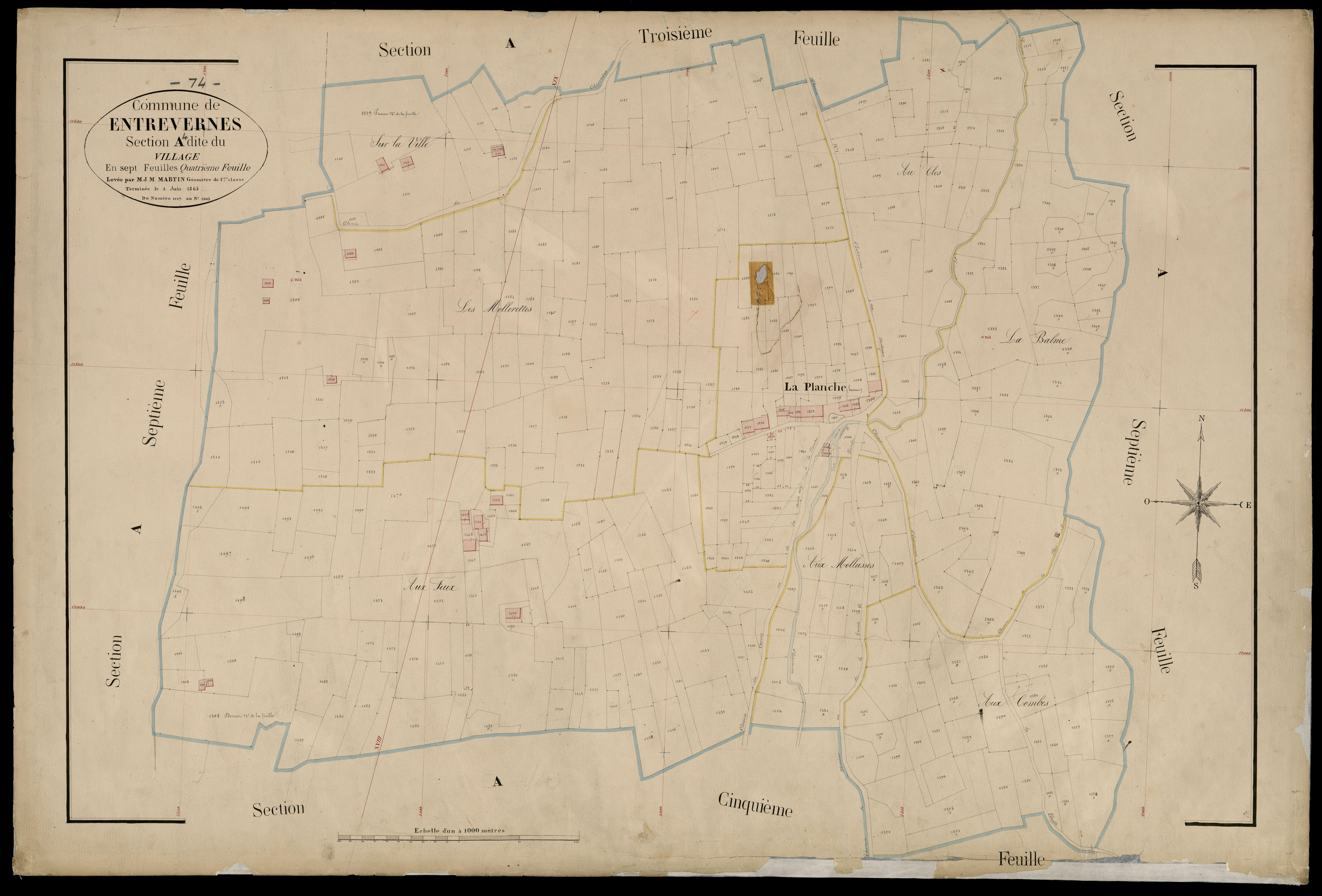 3 P 3 4393 - Feuille n° , parcelles n° 106 à 1791 - 2 juin 1865