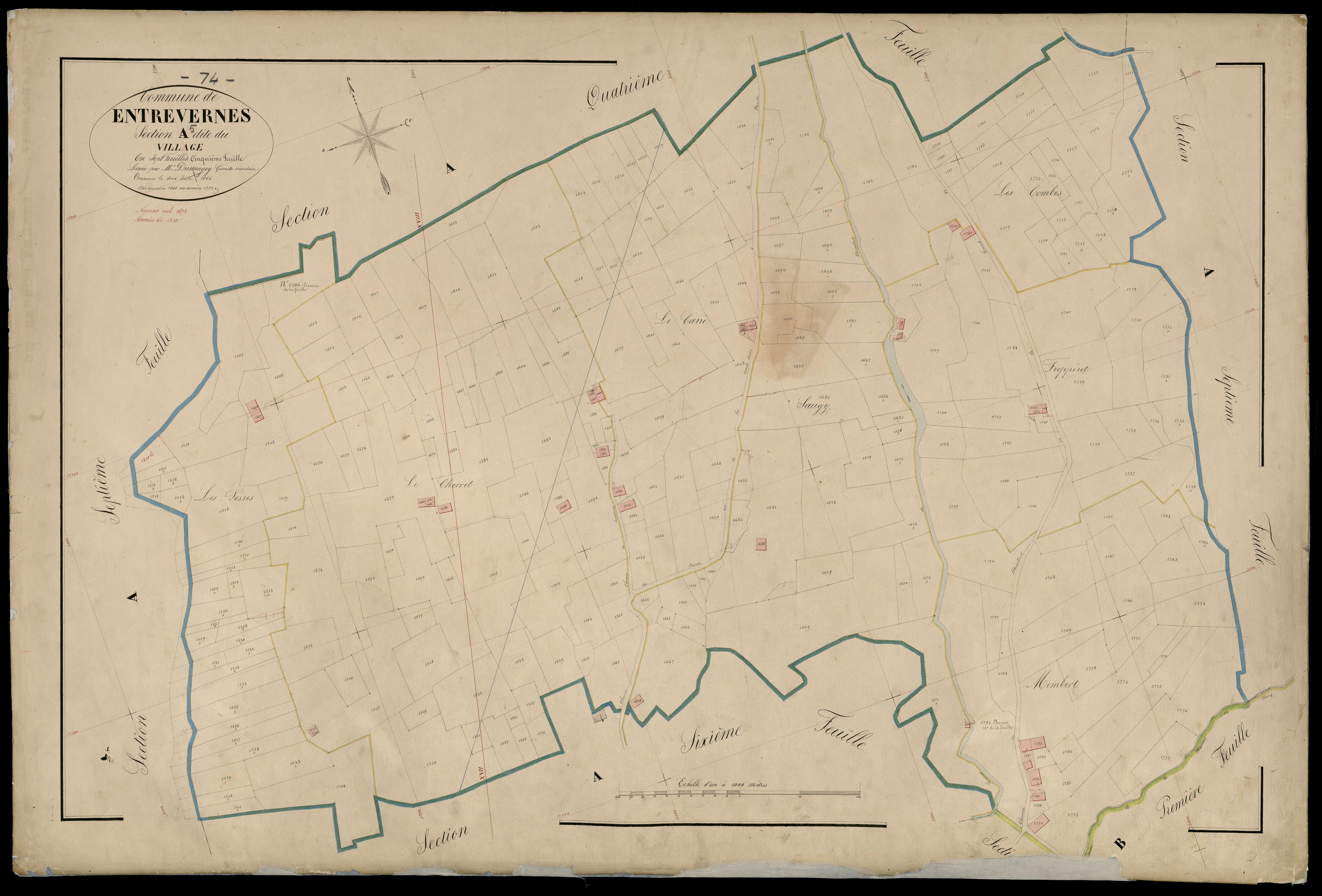3 P 3 4394 - Feuille n° 6, parcelles n° 1792 à1972 - 2 juin 1865