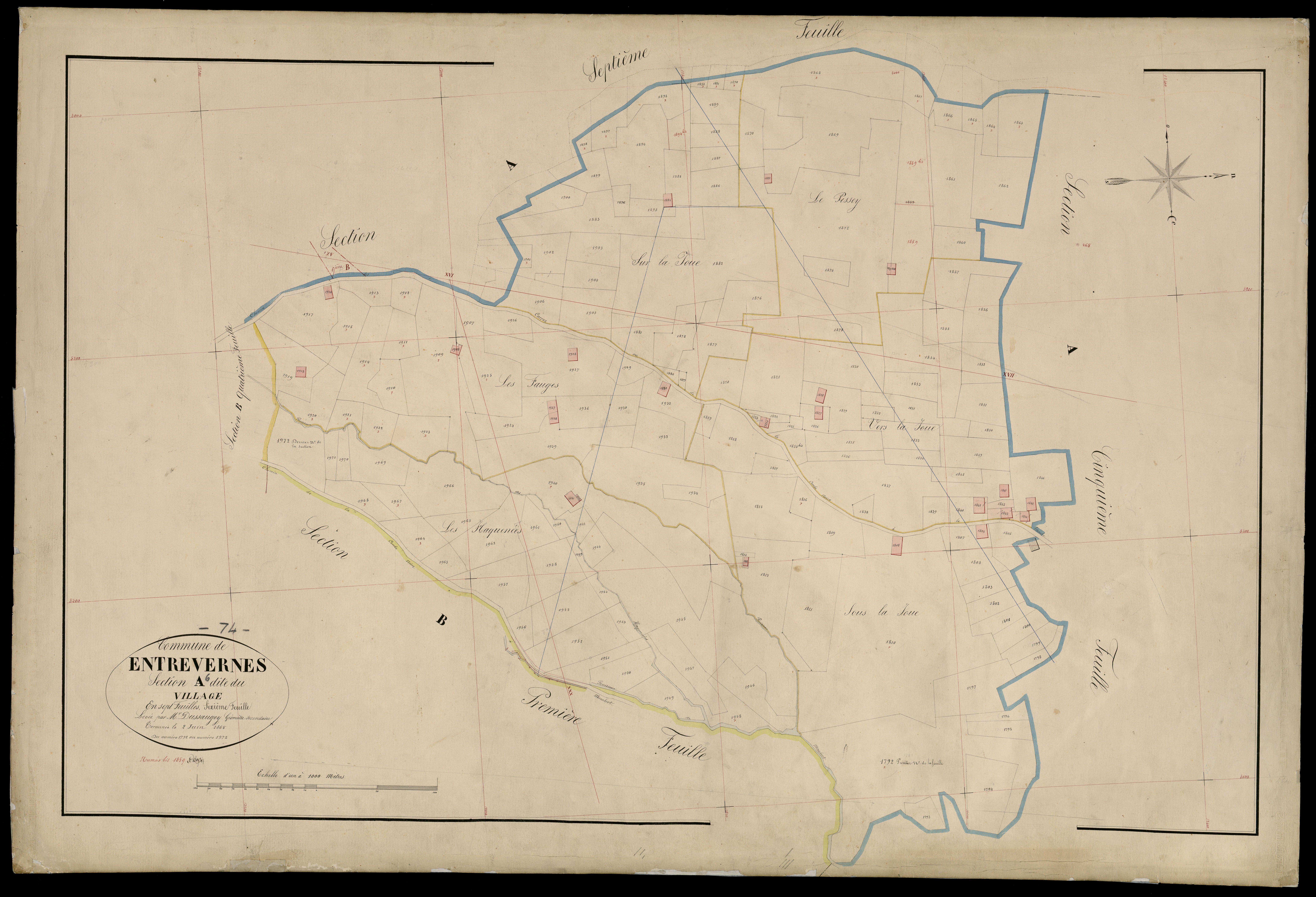 3 P 3 4395 - Feuille n° 7, parcelles n° 1973 à 1991 - 2 juin 1865