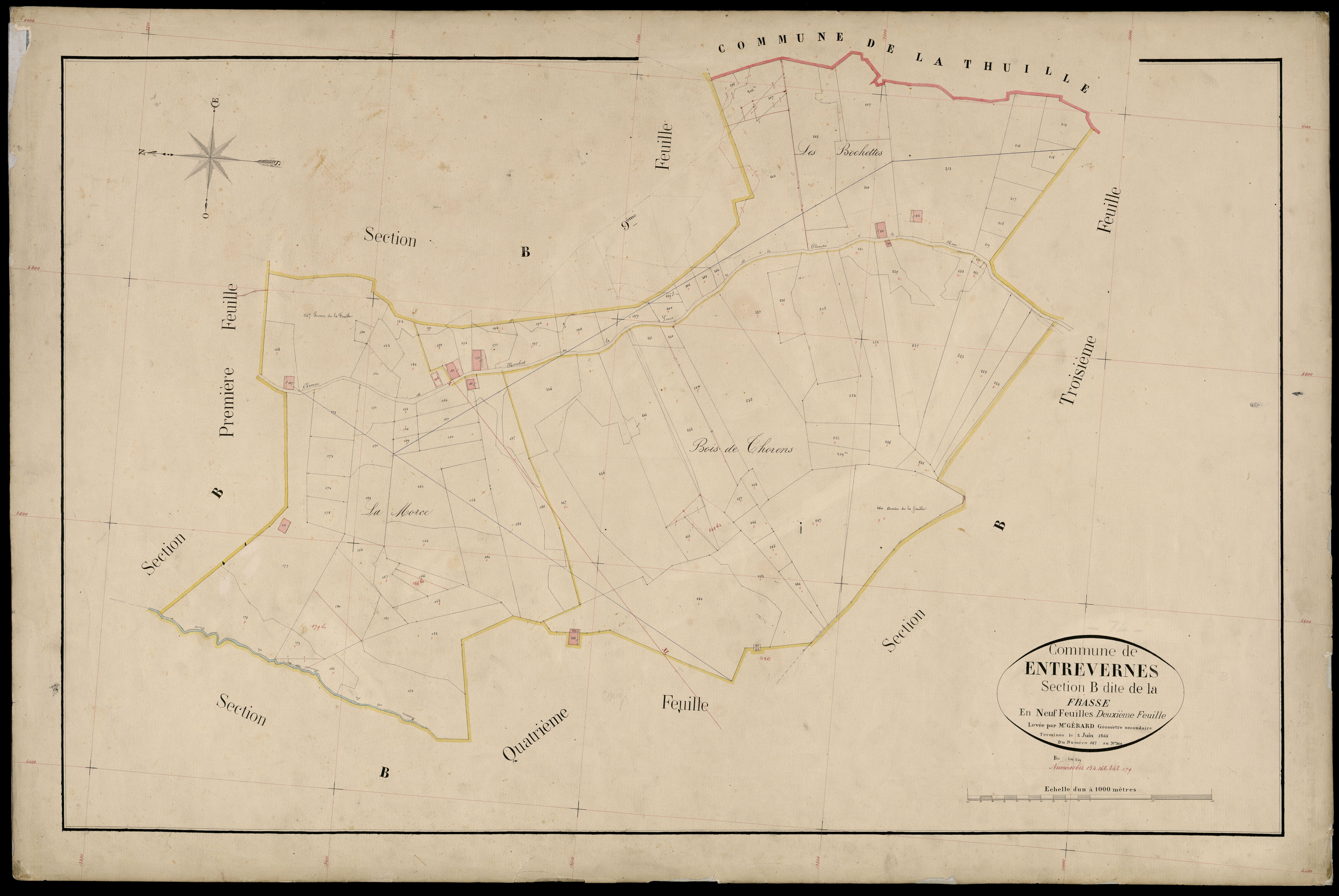 3 P 3 4398 - Feuille n° 3, parcelles n° 261 à 334 - 2 juin 1865