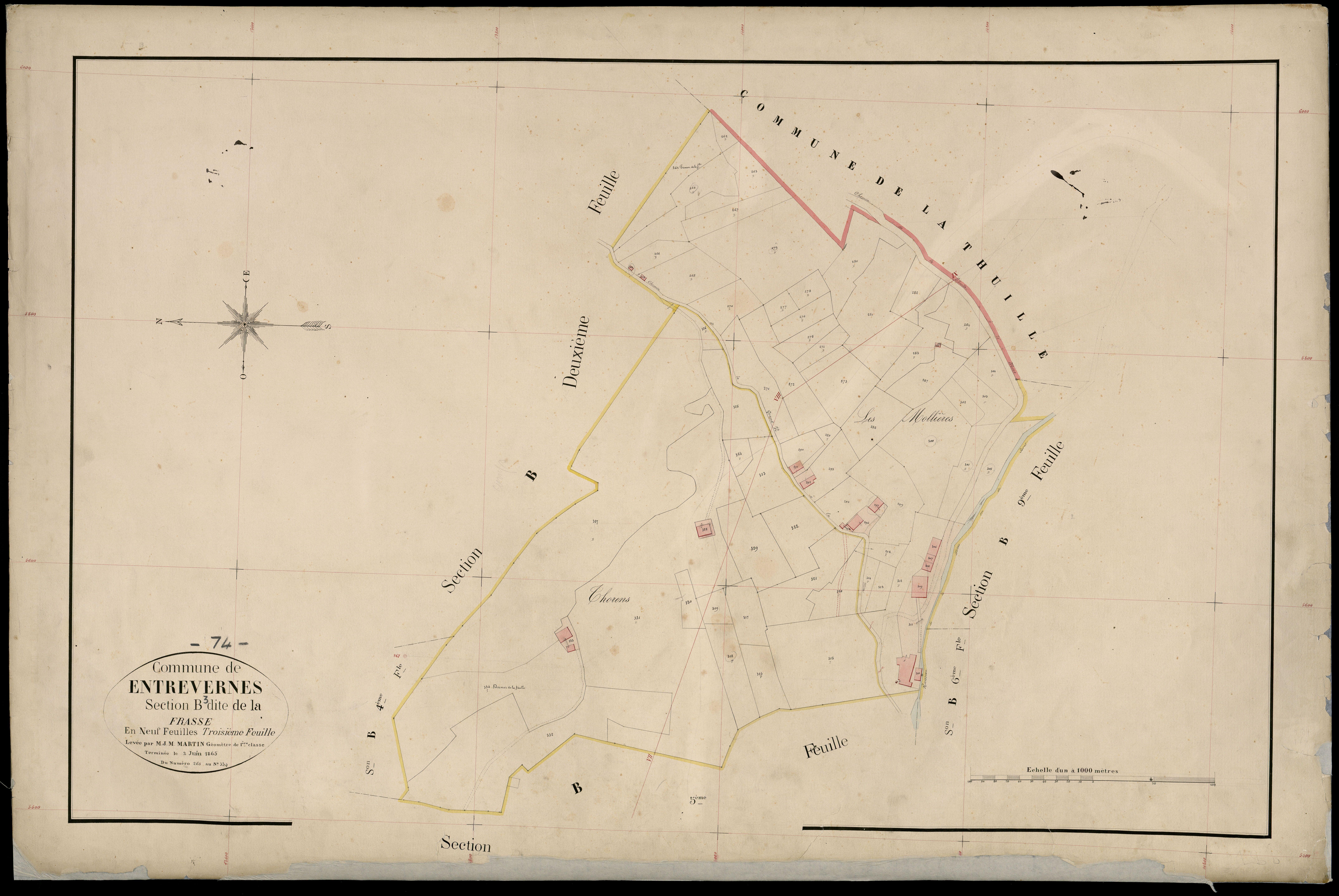 3 P 3 4399 - Feuille n° 4, parcelles n° 33 à 04 - 2 juin 1865