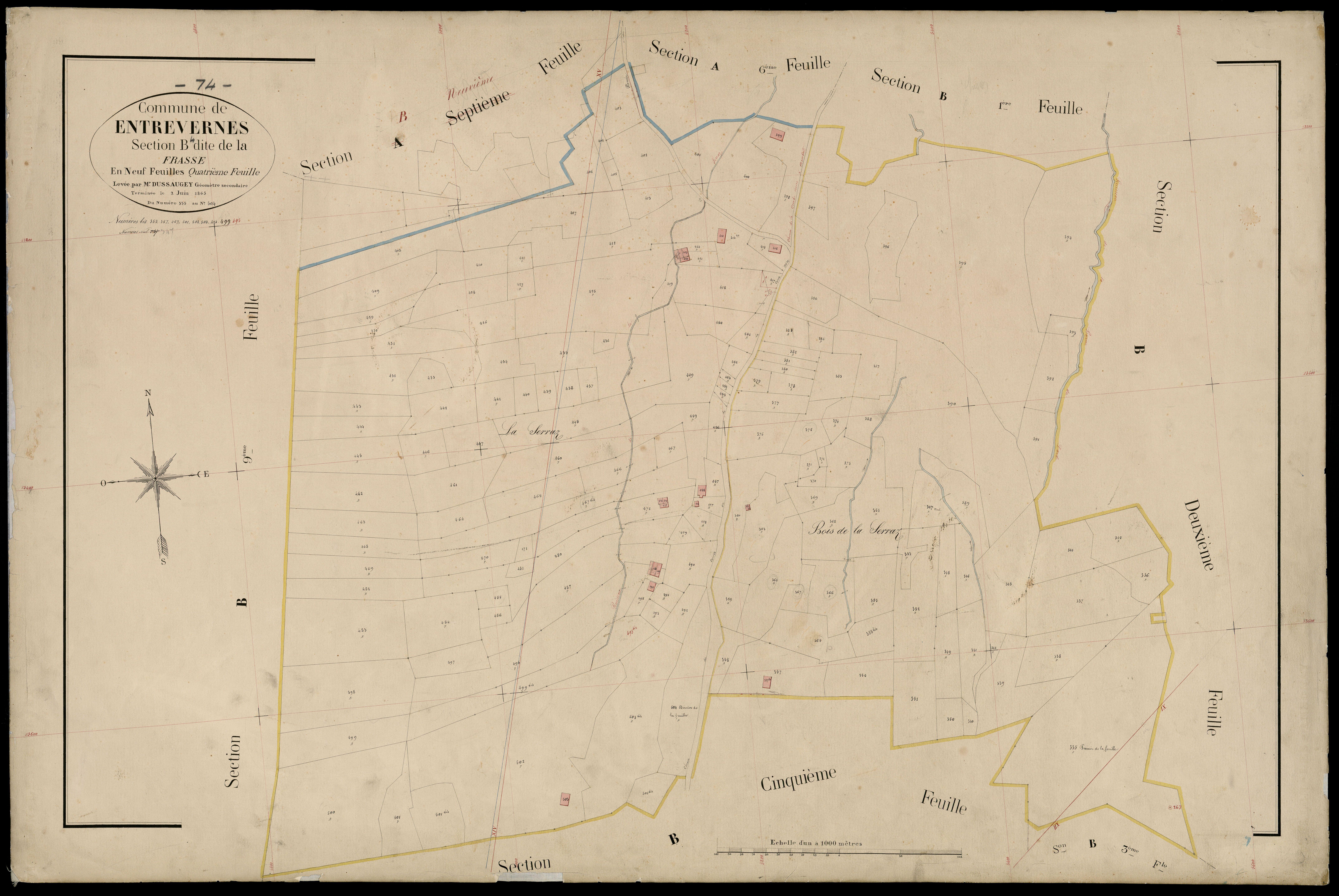 3 P 3 4400 - Feuille n° , parcelles n° 0 à 671 - 2 juin 1865
