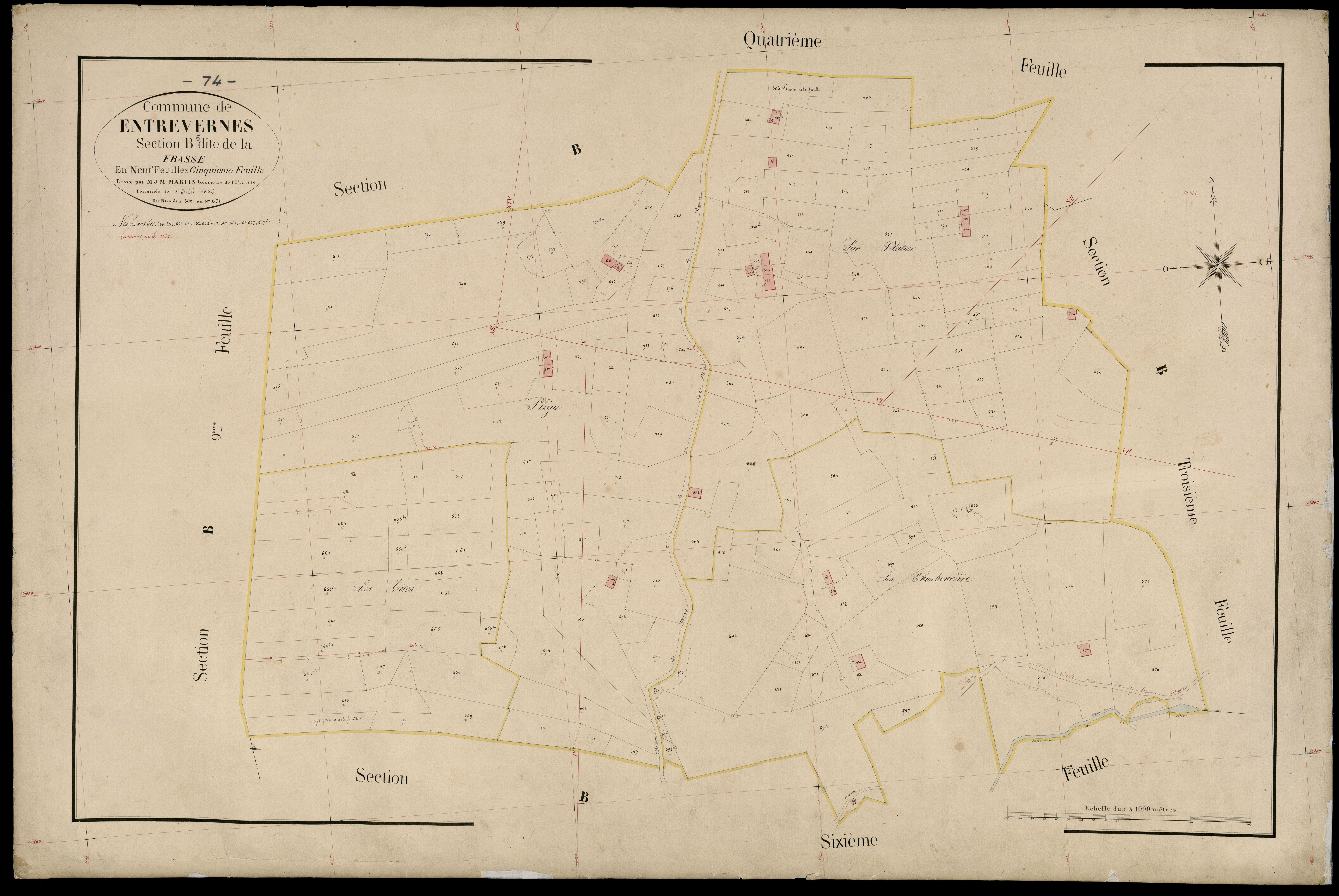 3 P 3 4401 - Feuille n° 6, parcelles n° 672 à 794 - 2 juin 1865