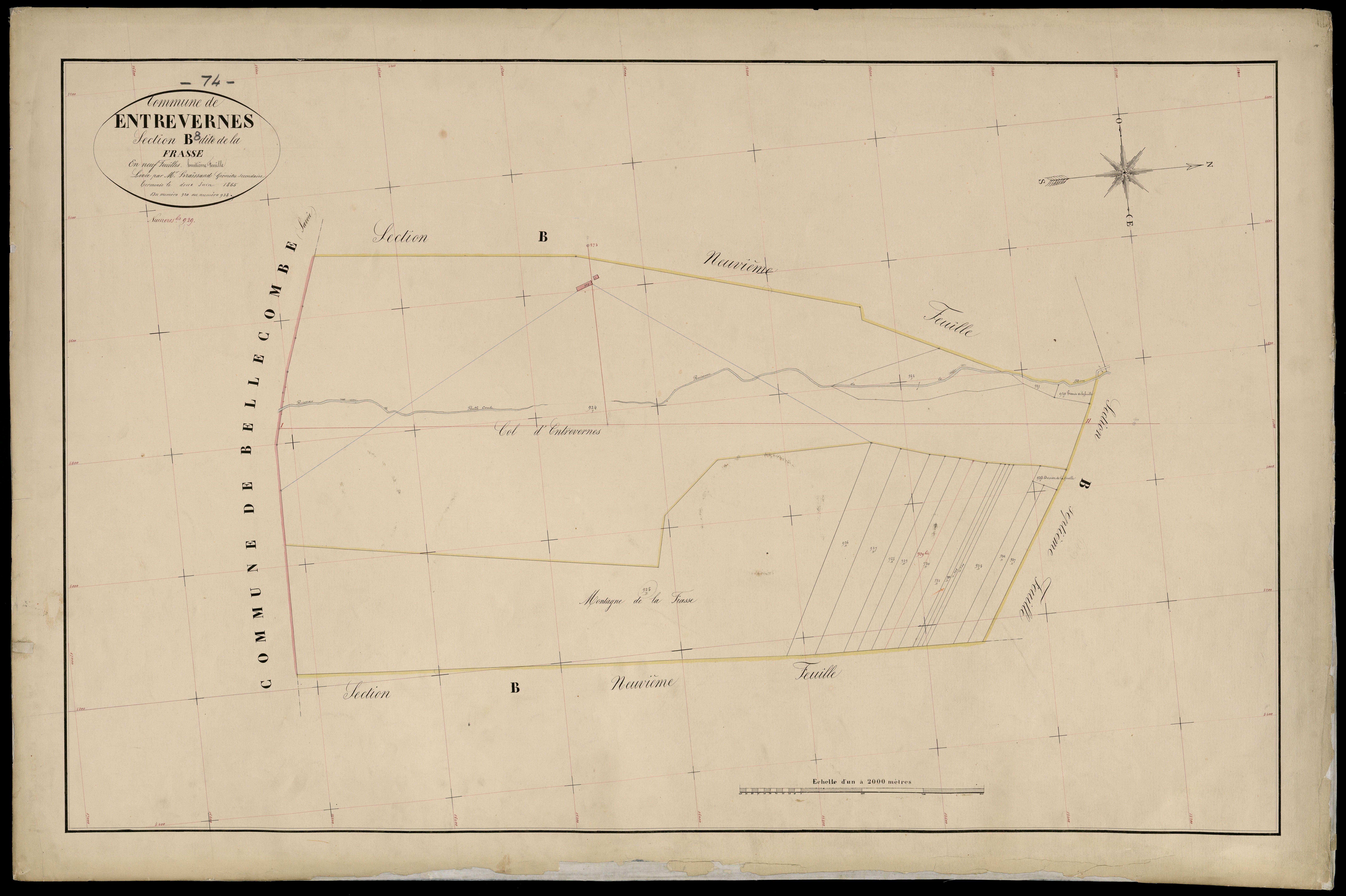 3 P 3 4404 - Feuille n° 9, parcelles n° 939 à 91 - 2 juin 1865
