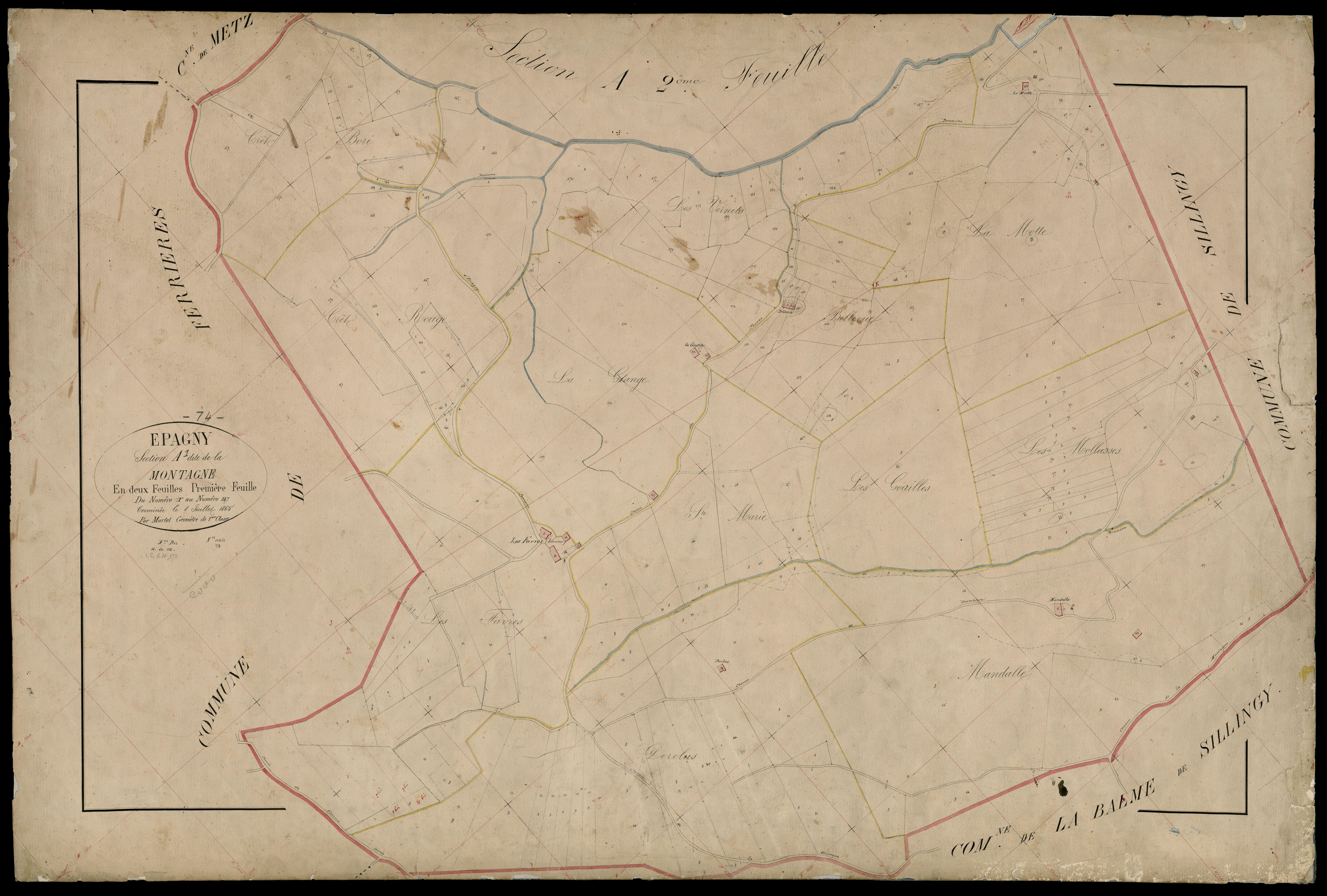 3 P 3 4407 - Feuille n° 2, parcelles n° 188 à 436 - 8 juillet 1865