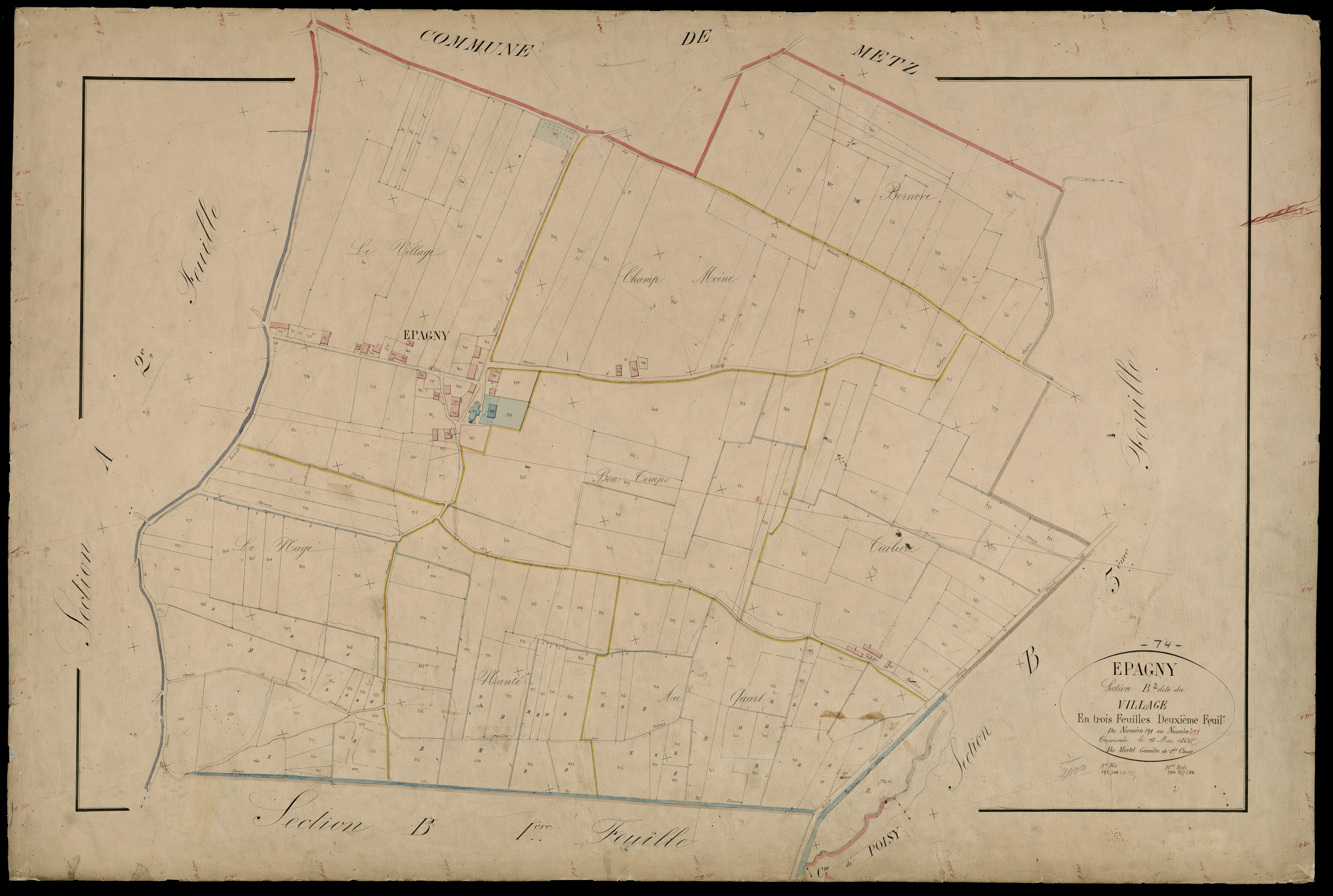 3 P 3 4410 - Feuille n° 3, parcelles n° 393 à 23 - 15 juin 1865