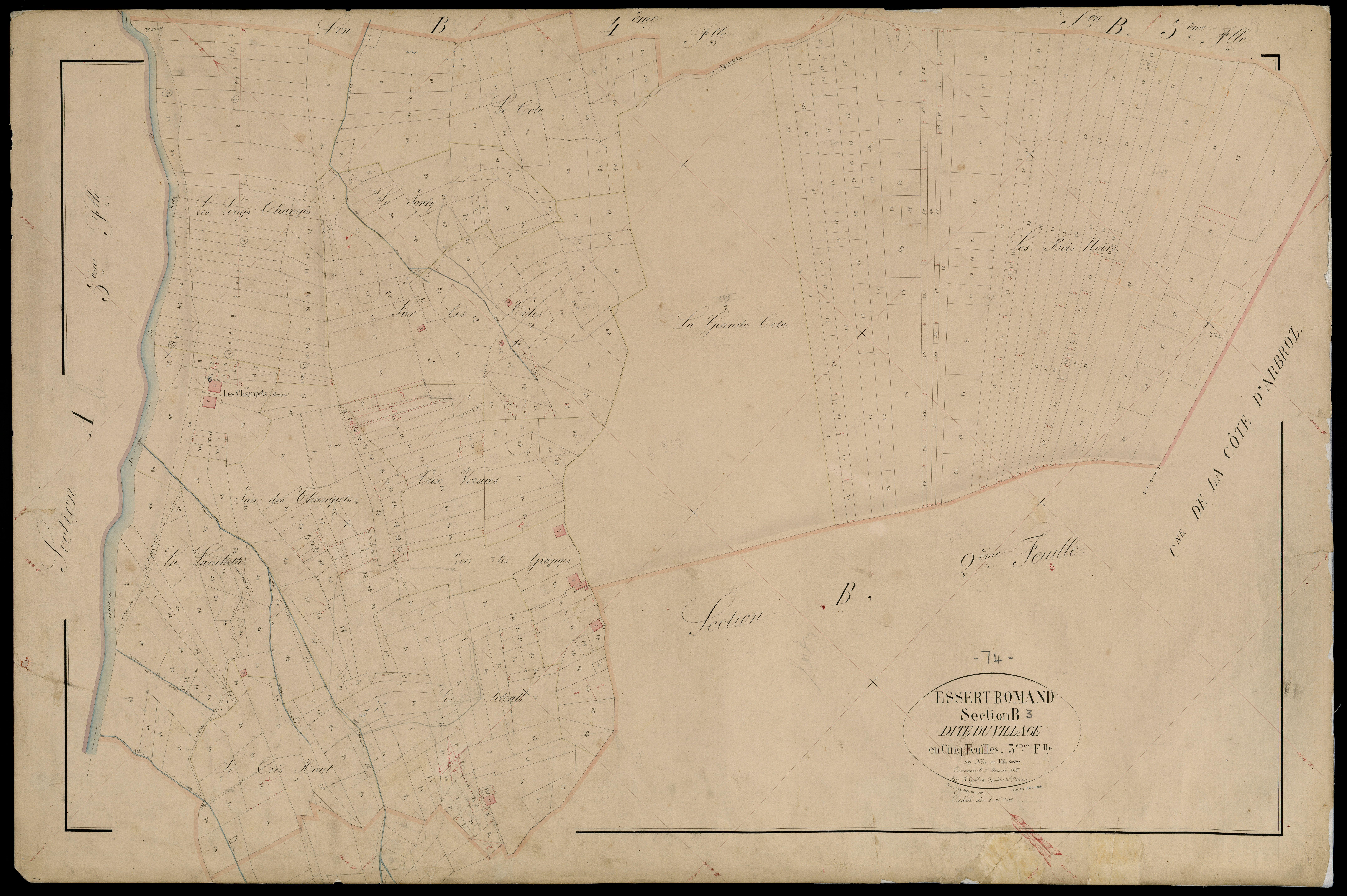 3 P 3 4422 - Feuille n° 4, parcelles n° 1238 à 1824 - 1er novembre 1868