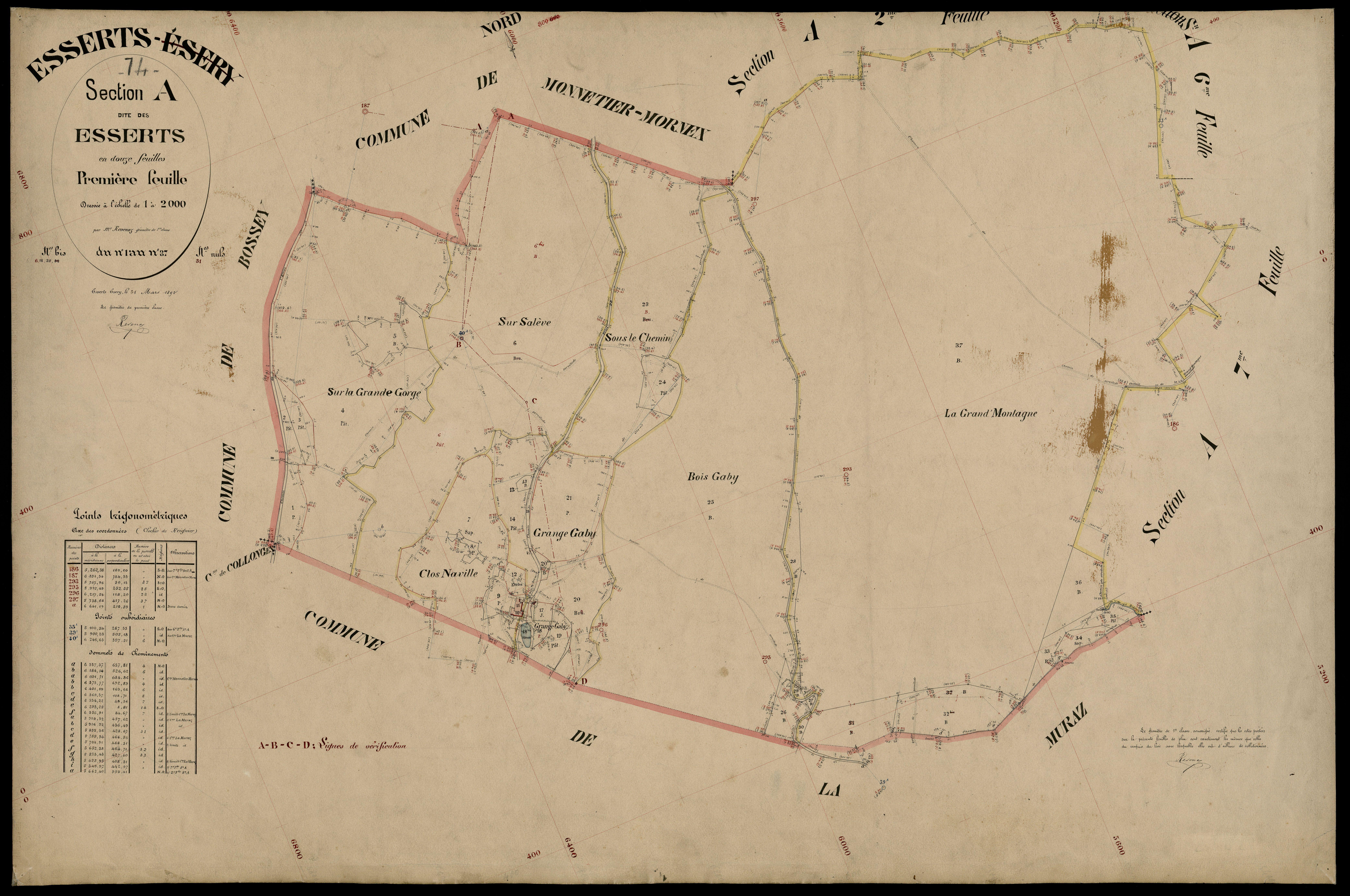 3 P 3 4432 - Feuille n° 2, parcelles n° 38 à 72 - 31 mars 1895
