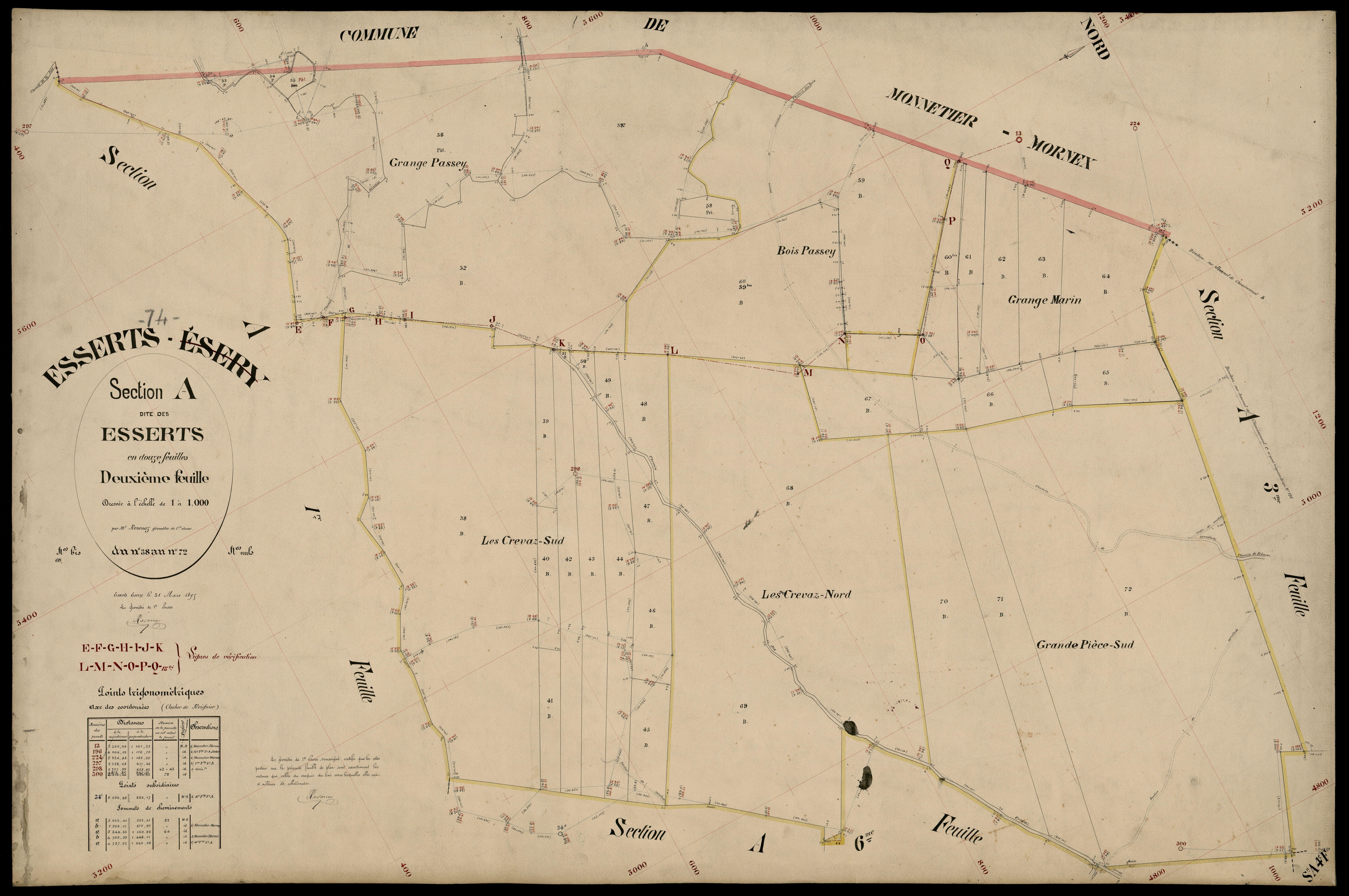 3 P 3 4433 - Feuille n° 3, parcelles n° 73 à 9 - 31 mars 1895