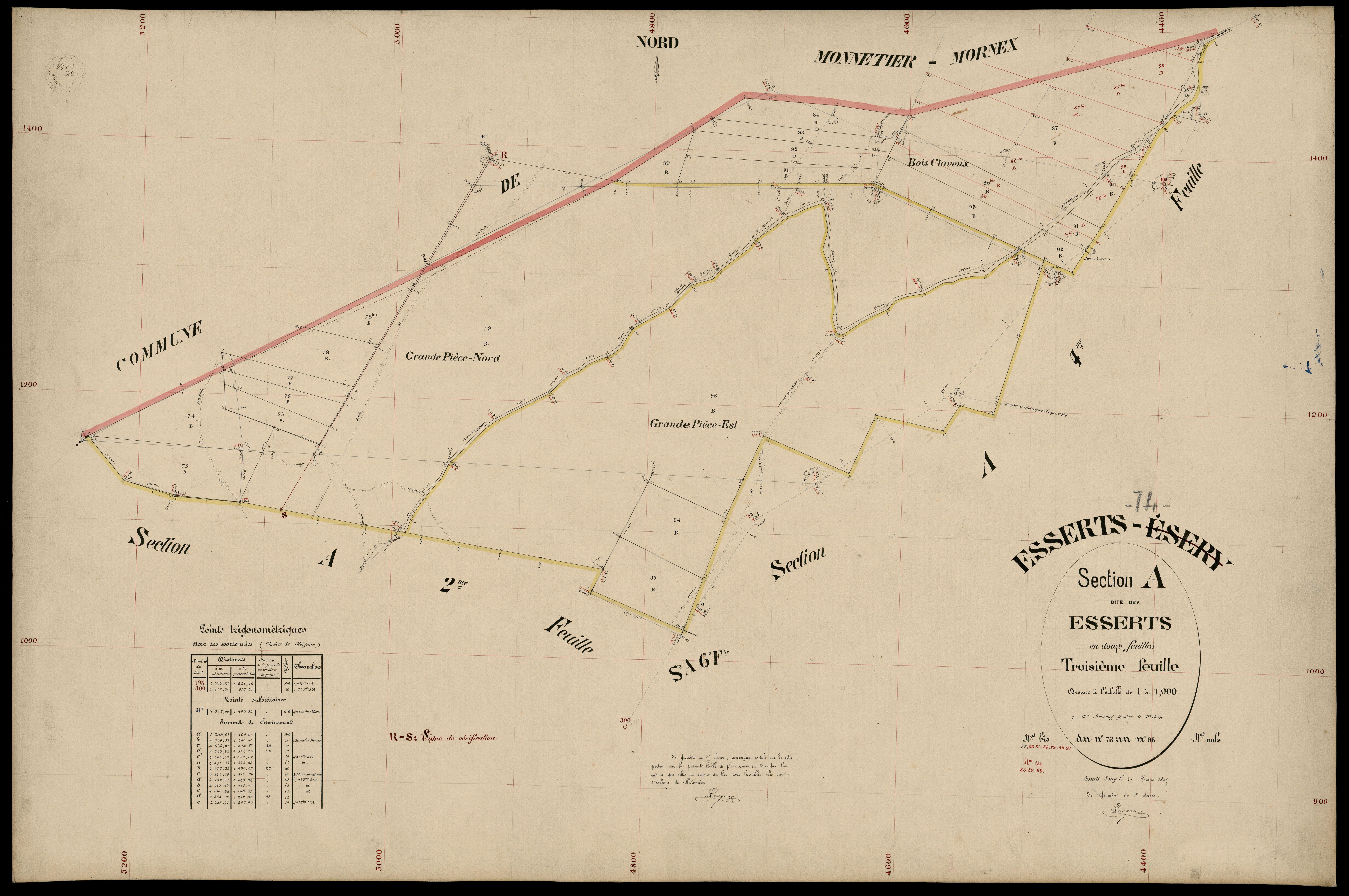 3 P 3 4434 - Feuille n° 4, parcelles n° 96 à 140 - 31 mars 1895