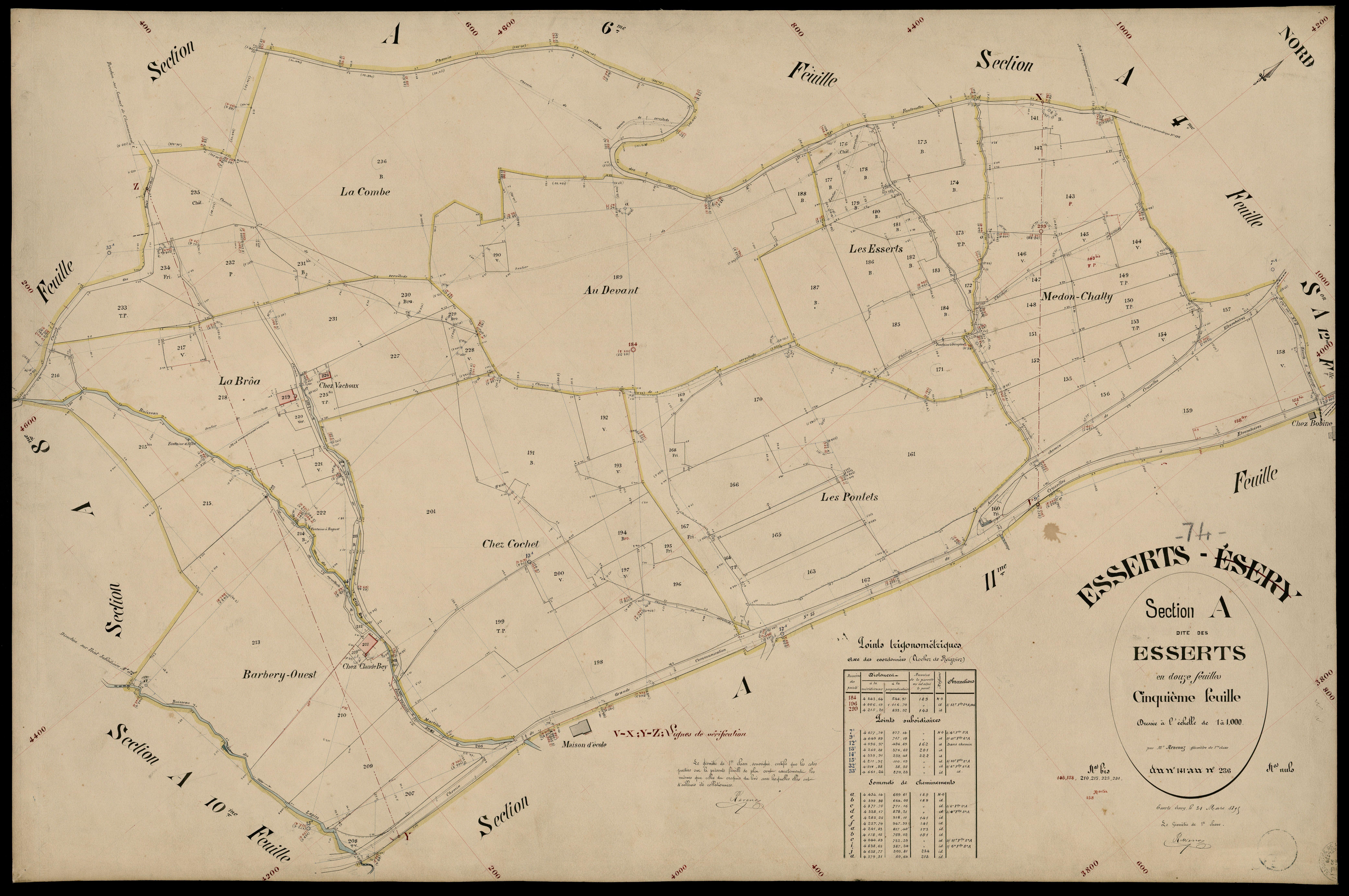 3 P 3 4436 - Feuille n° 6, parcelles n° 237 à 322 - 31 mars 1895