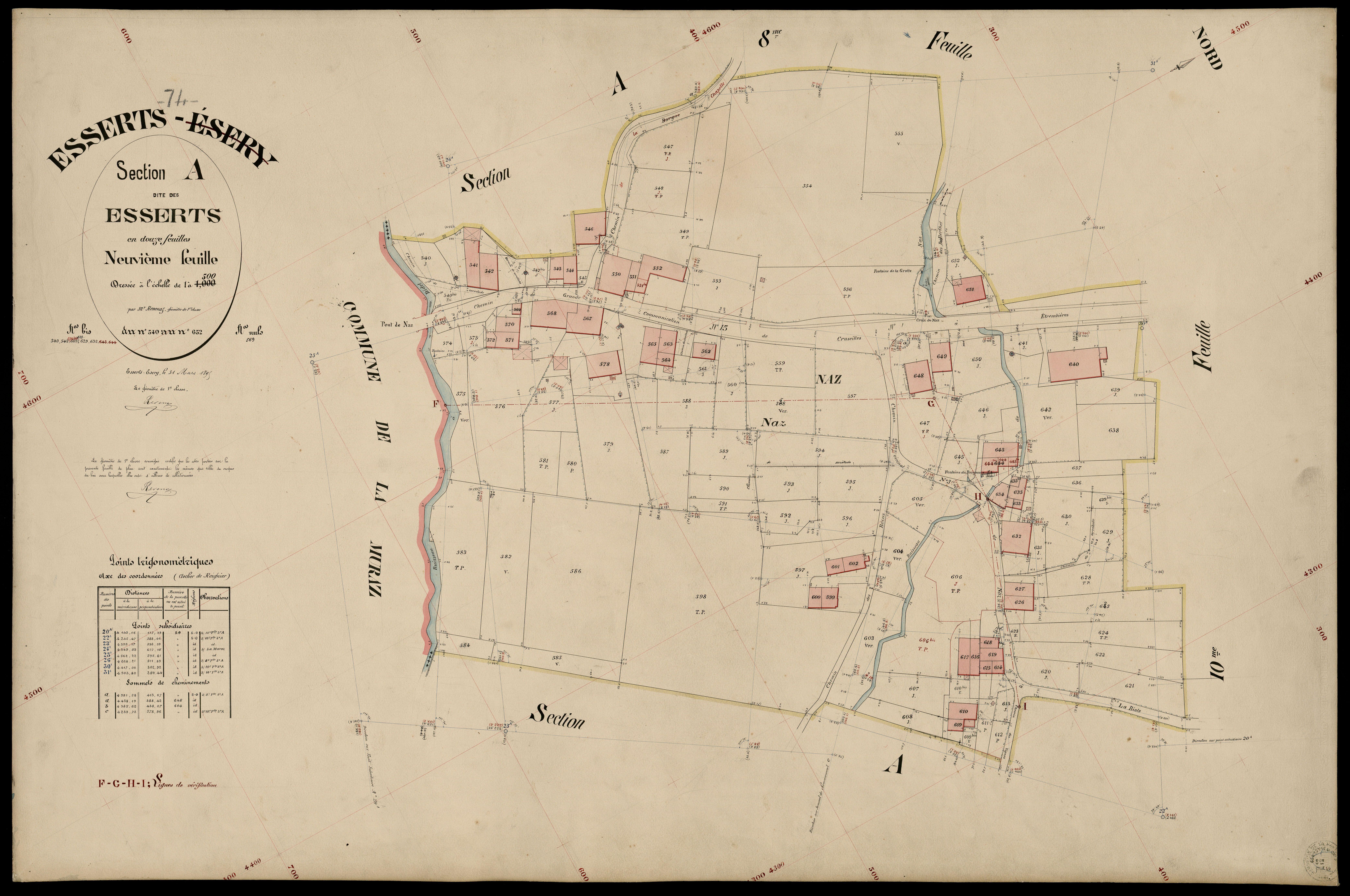 3 P 3 4440 - Feuille n° 10, parcelles n° 62bis à 798 - 31 mars 1895