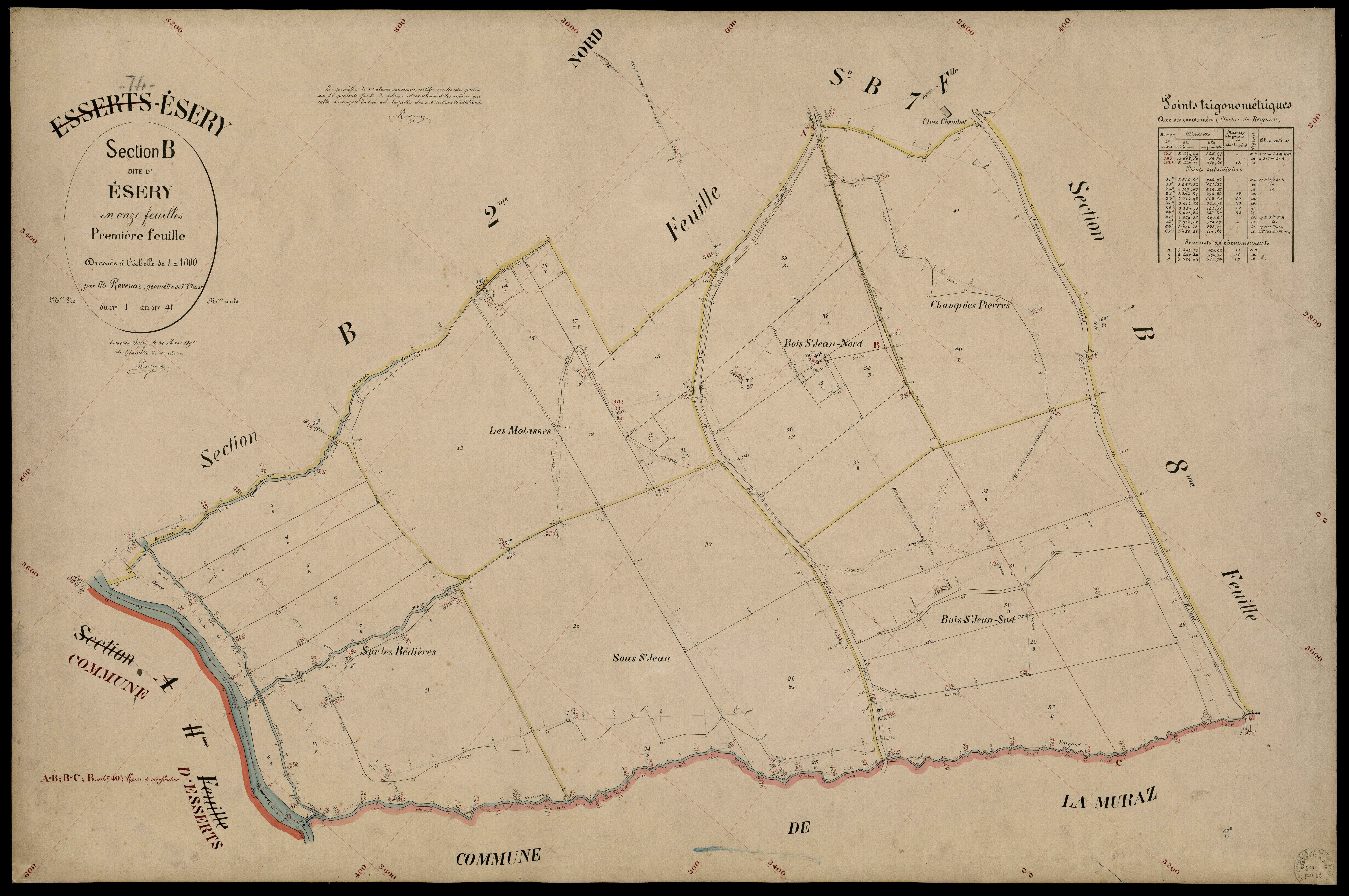 3 P 3 4444 - Feuille n° 2, parcelles n° 42 à 139 - 31 mars 1895