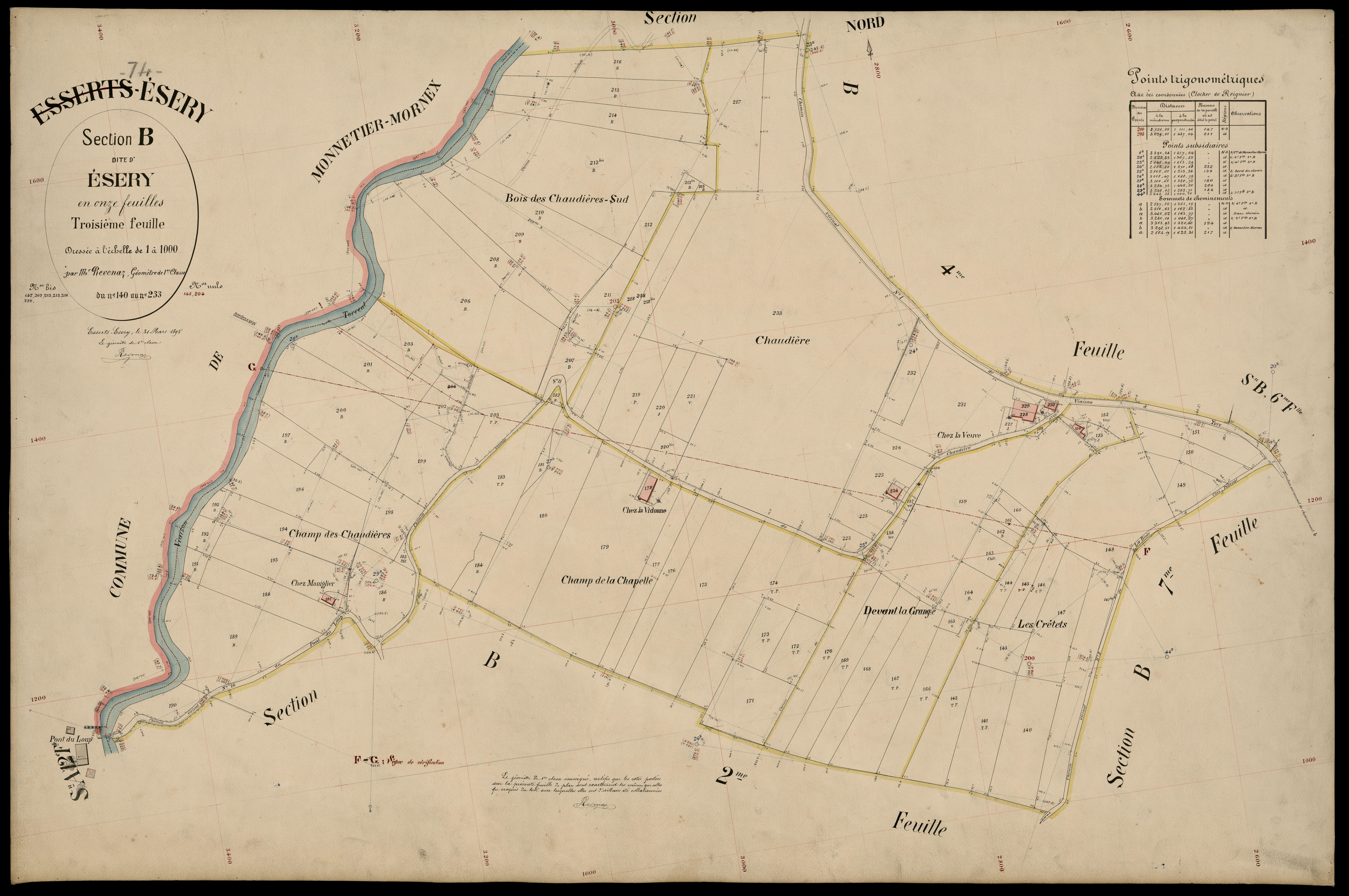 3 P 3 4446 - Feuille n° 4, parcelles n° 234 à 28 - 31 mars 1895
