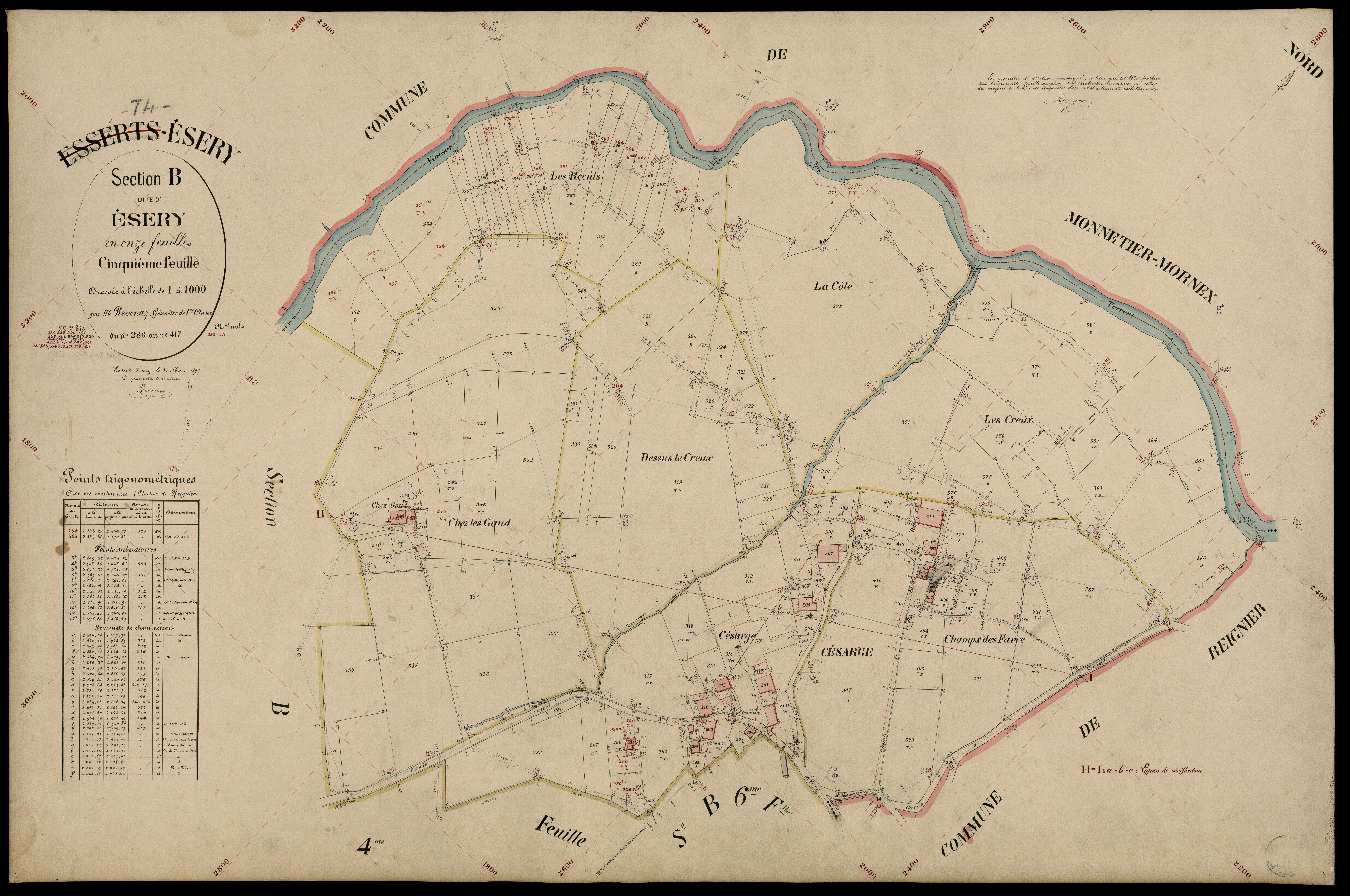 3 P 3 4448 - Feuille n° 6, parcelles n° 418 à 476 - 31 mars 1895