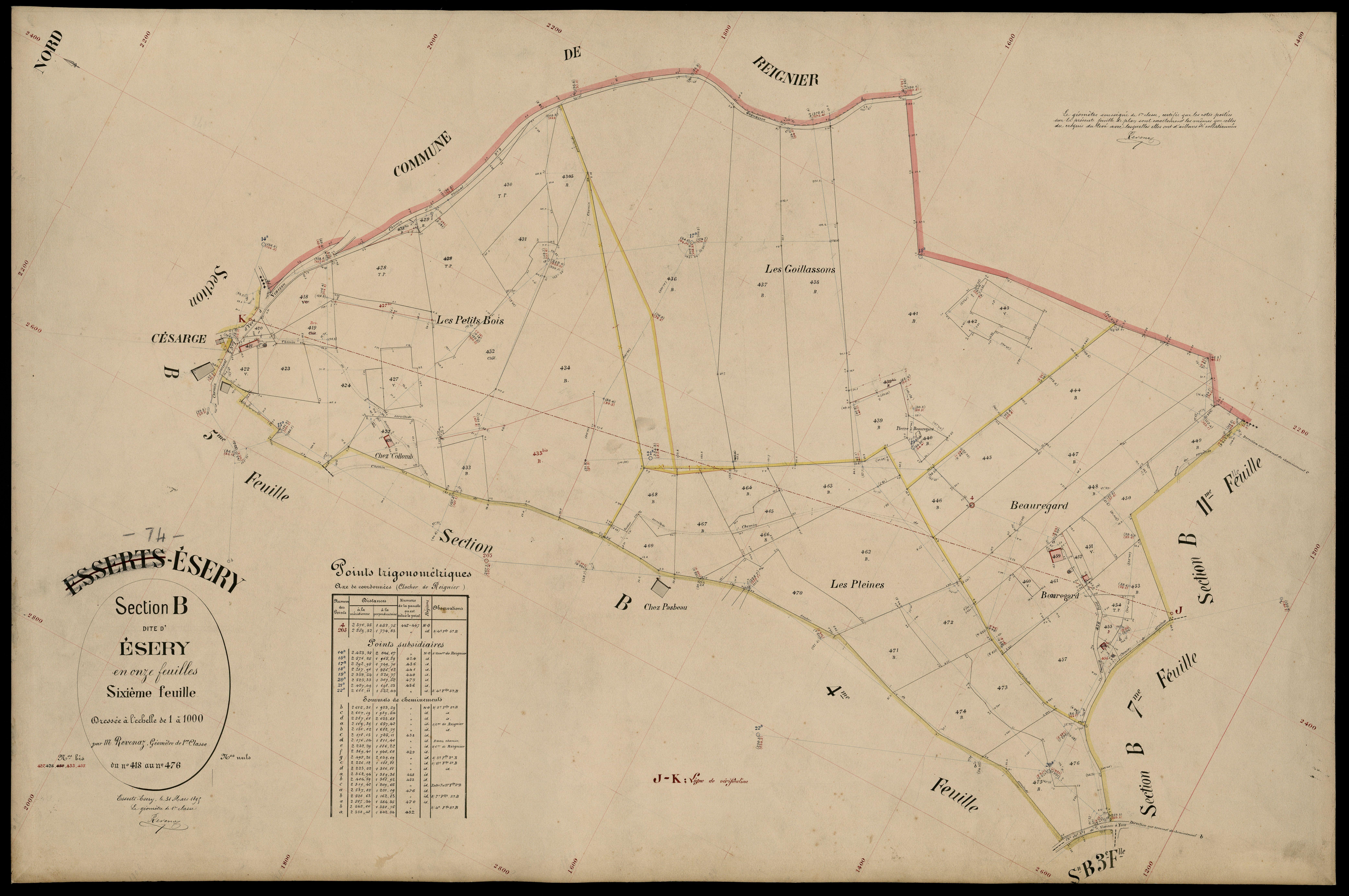 3 P 3 4449 - Feuille n° 7, parcelles n° 477 à 62 - 31 mars 1895