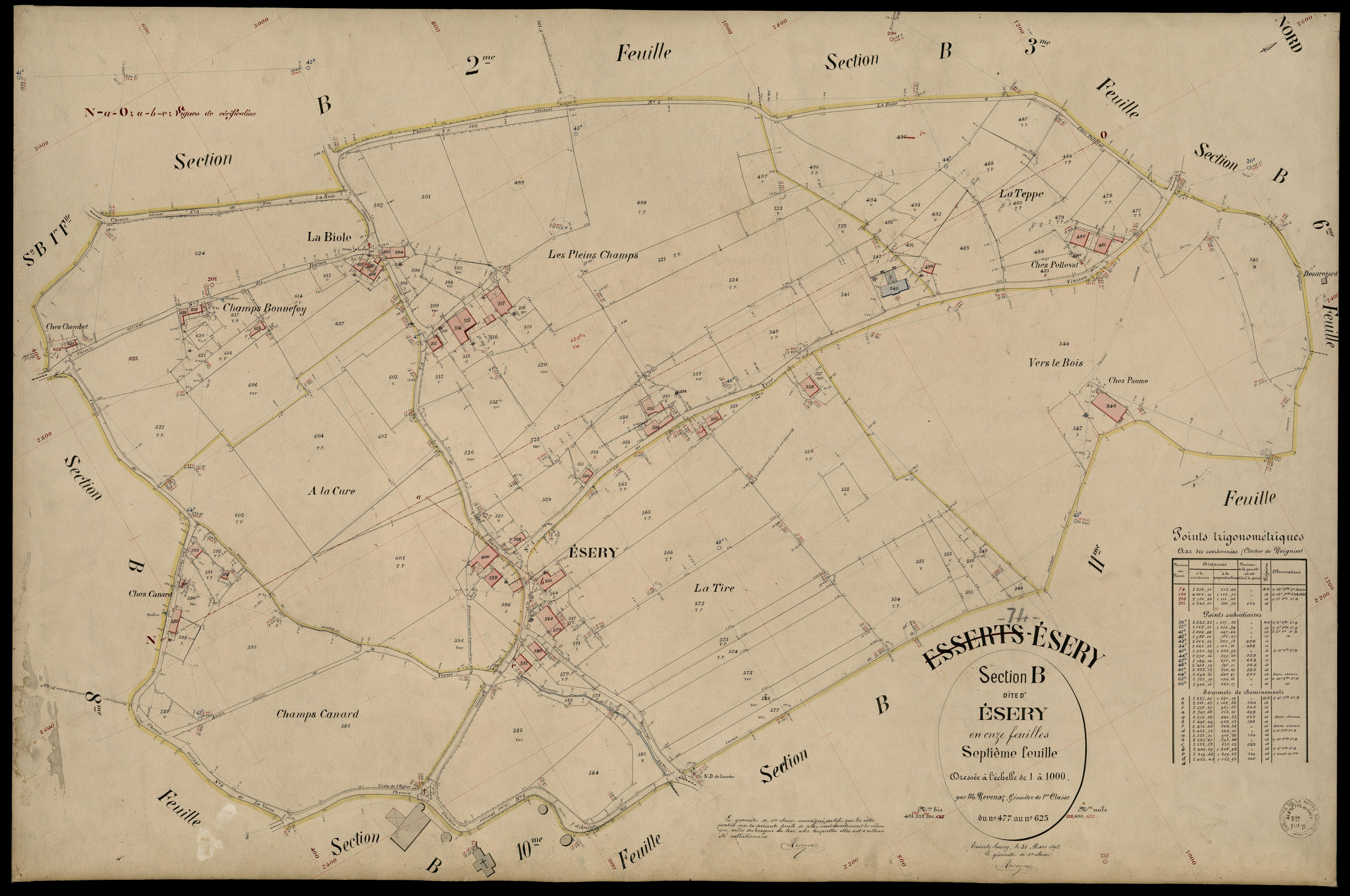 3 P 3 4450 - Feuille n° 8, parcelles n° 62bis à 62 - 31 mars 1895