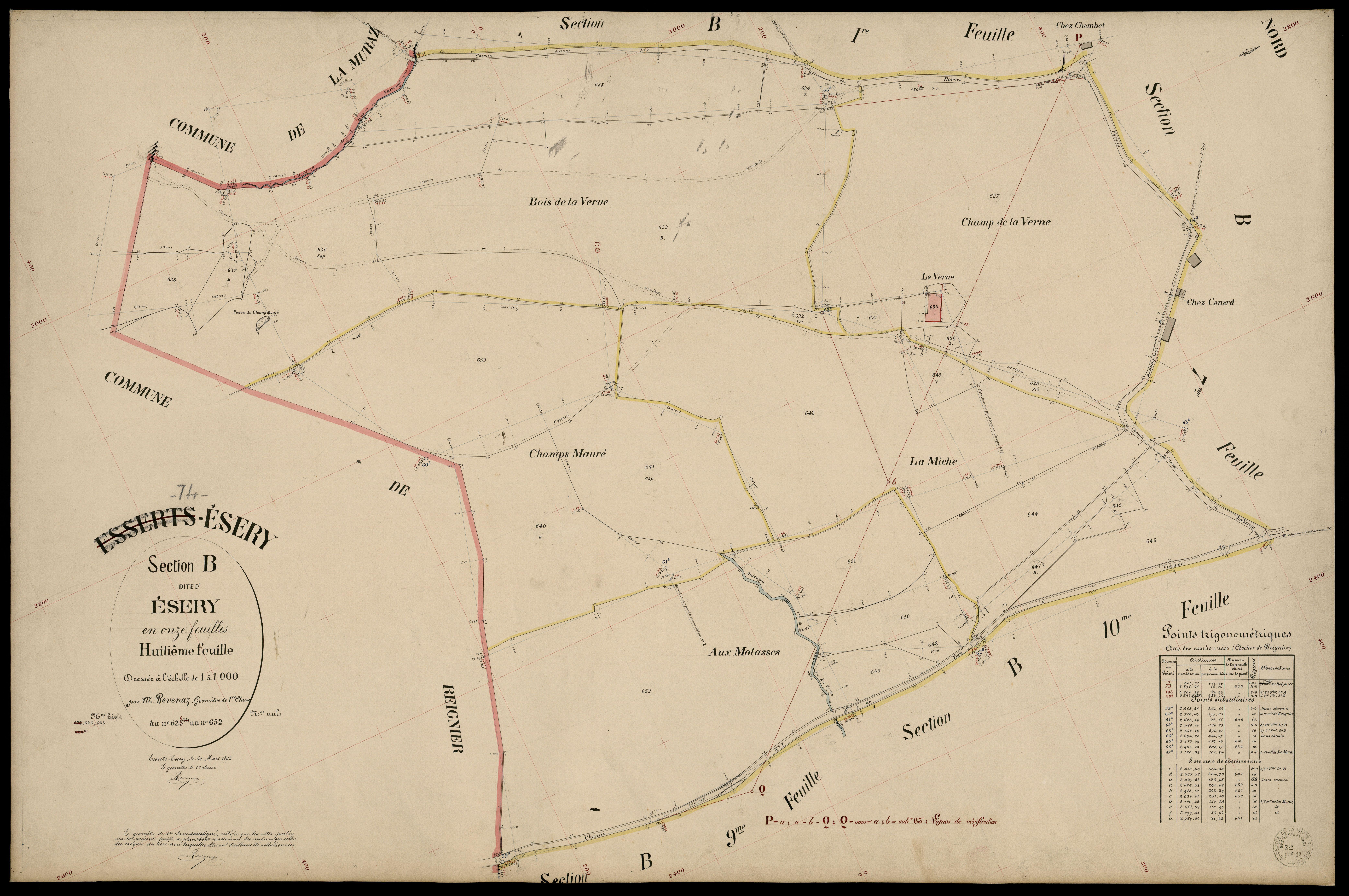 3 P 3 4451 - Feuille n° 9, parcelles n° 63 à 66 - 31 mars 1895