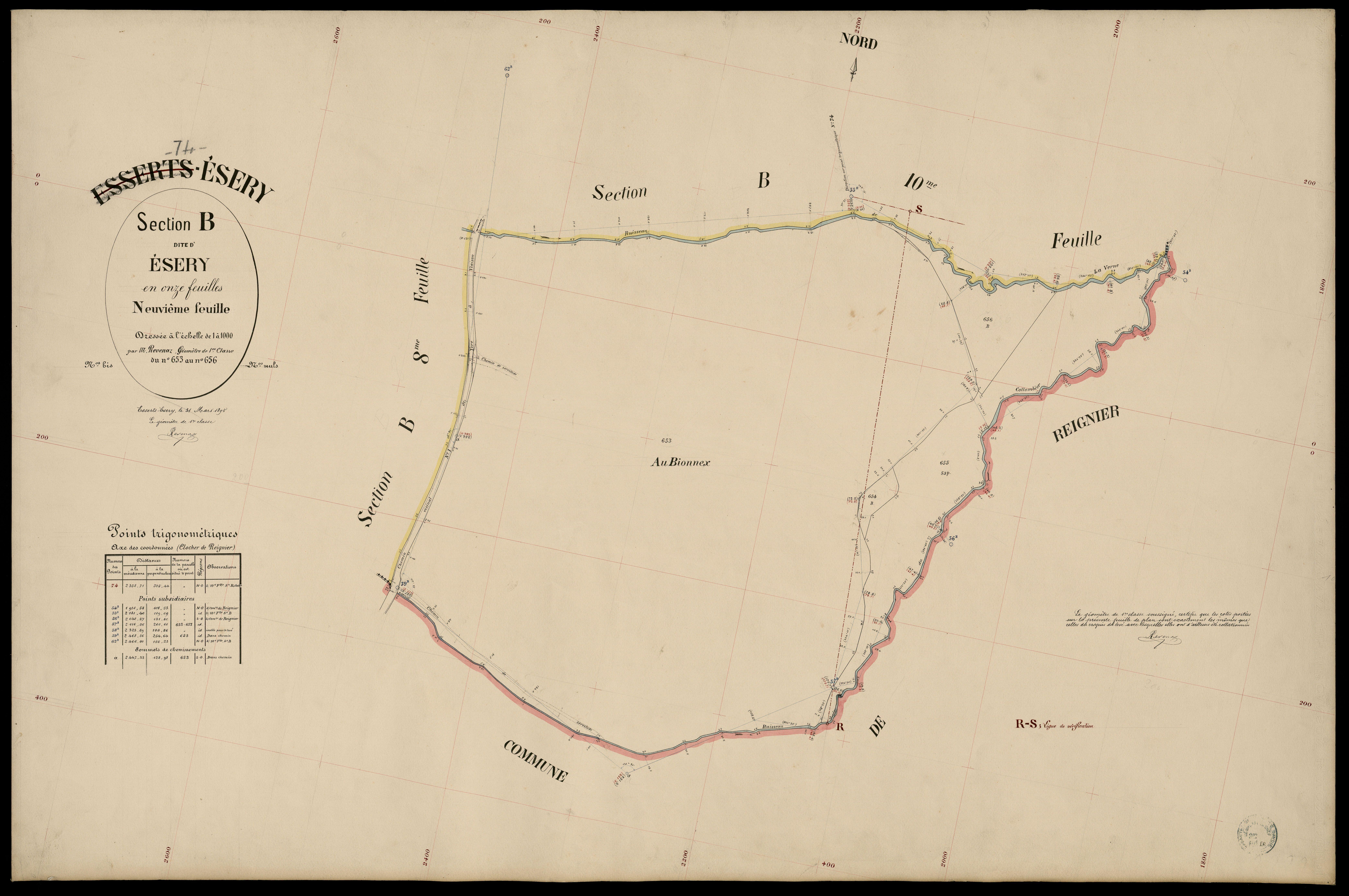3 P 3 4452 - Feuille n° 10, parcelles n° 67 à 698 - 31 mars 1895