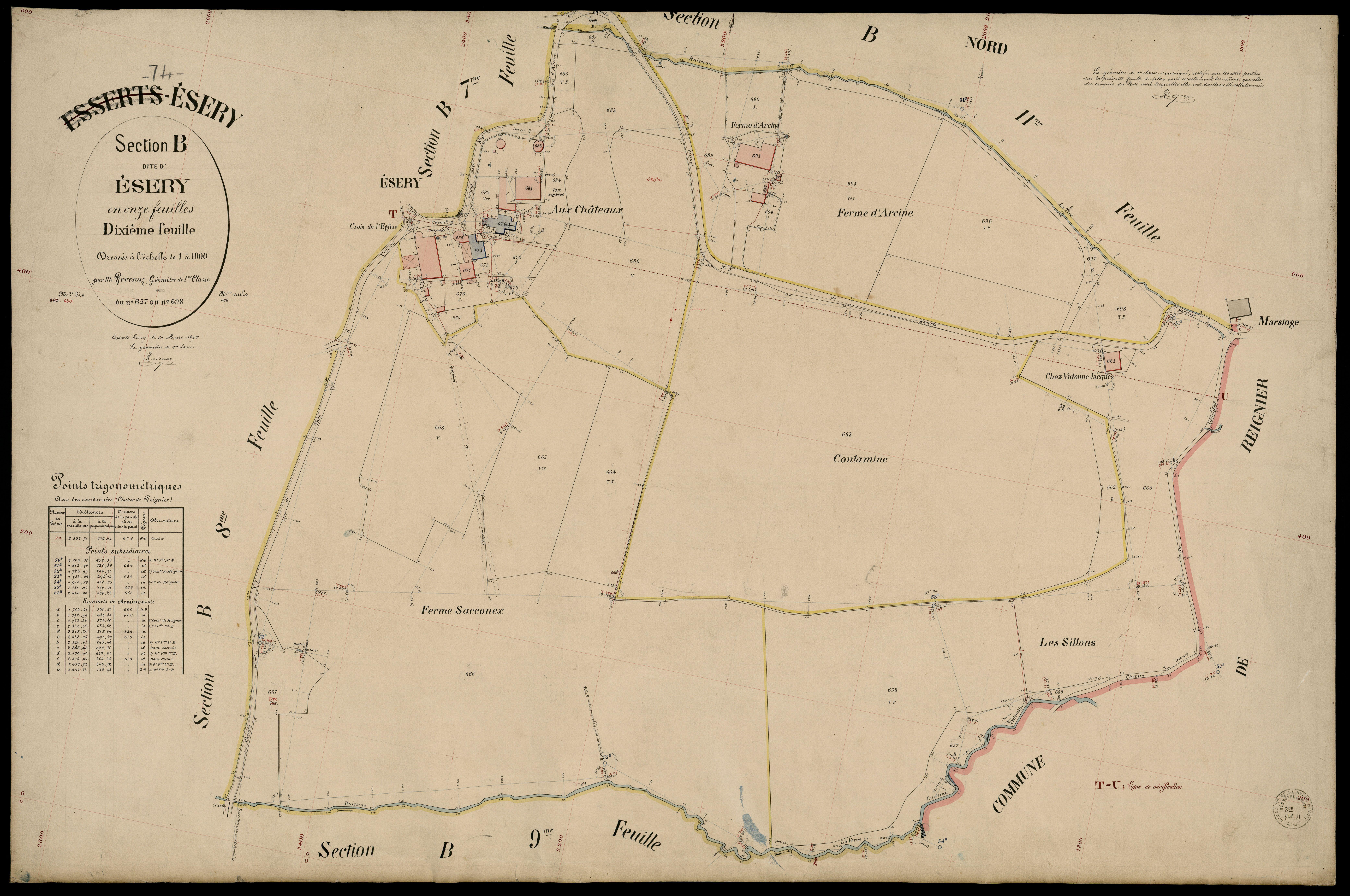 3 P 3 4453 - Feuille n° 11, parcelles n° 699 à 716 - 31 mars 1895