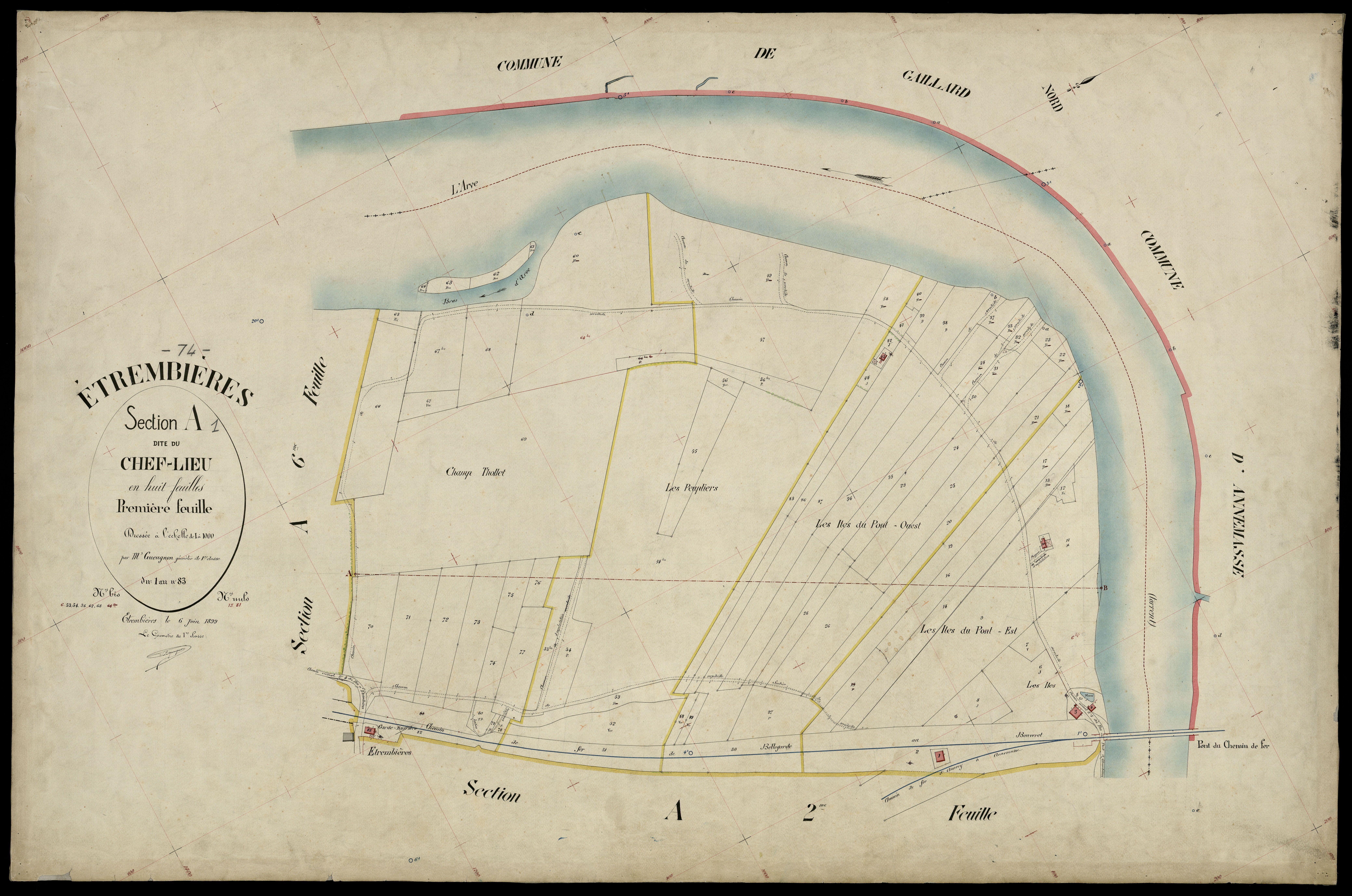 3 P 3 4482 - Feuille n° 2, parcelles n° 83bis à 223 - 6 juin 1899