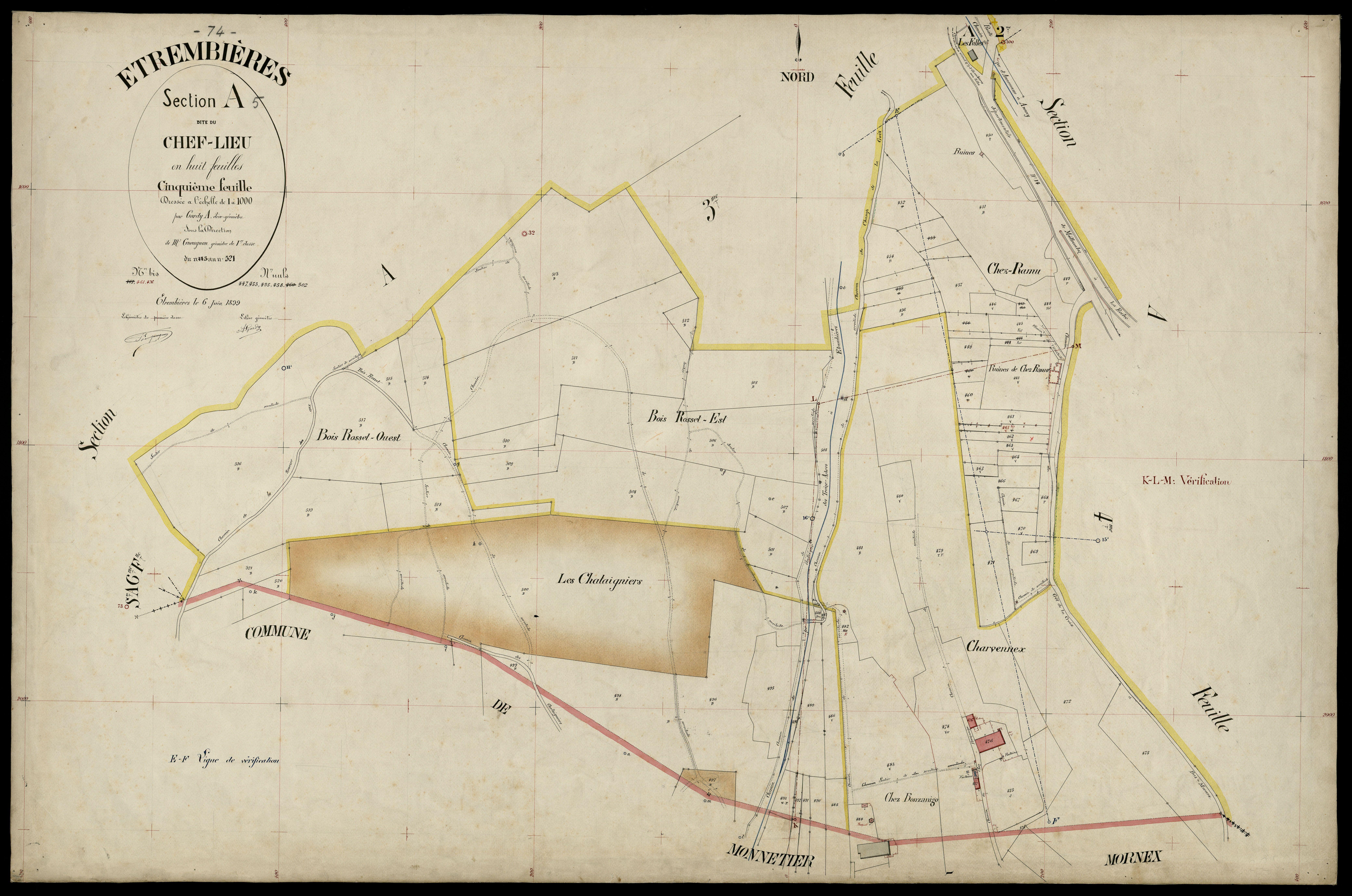 3 P 3 4486 - Feuille n° 6, parcelles n° 22 à 630 - 6 juin 1899