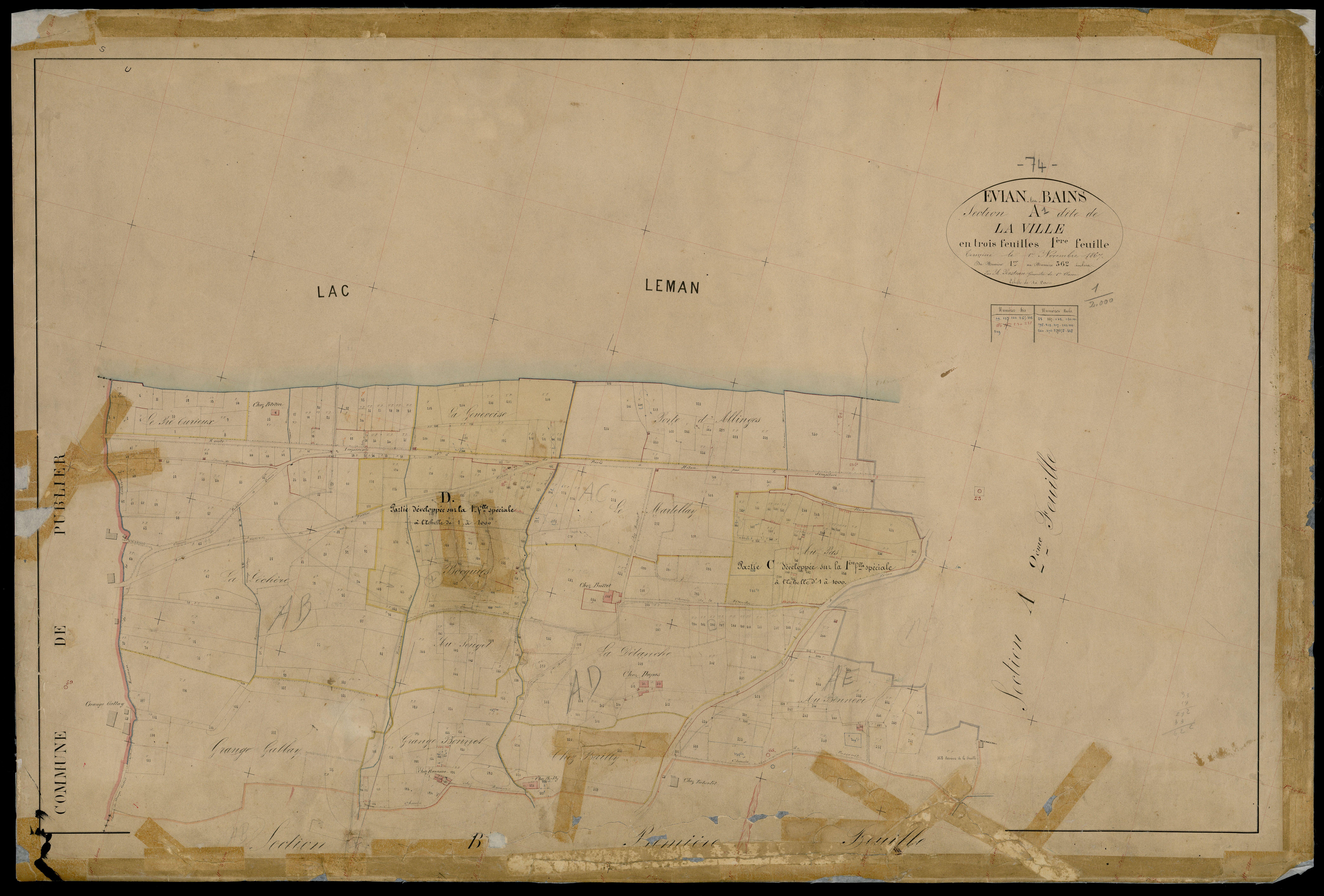 3 P 3 4499 - Feuille n° 2, parcelles n° 363 à 1200 - 1er novembre 1867