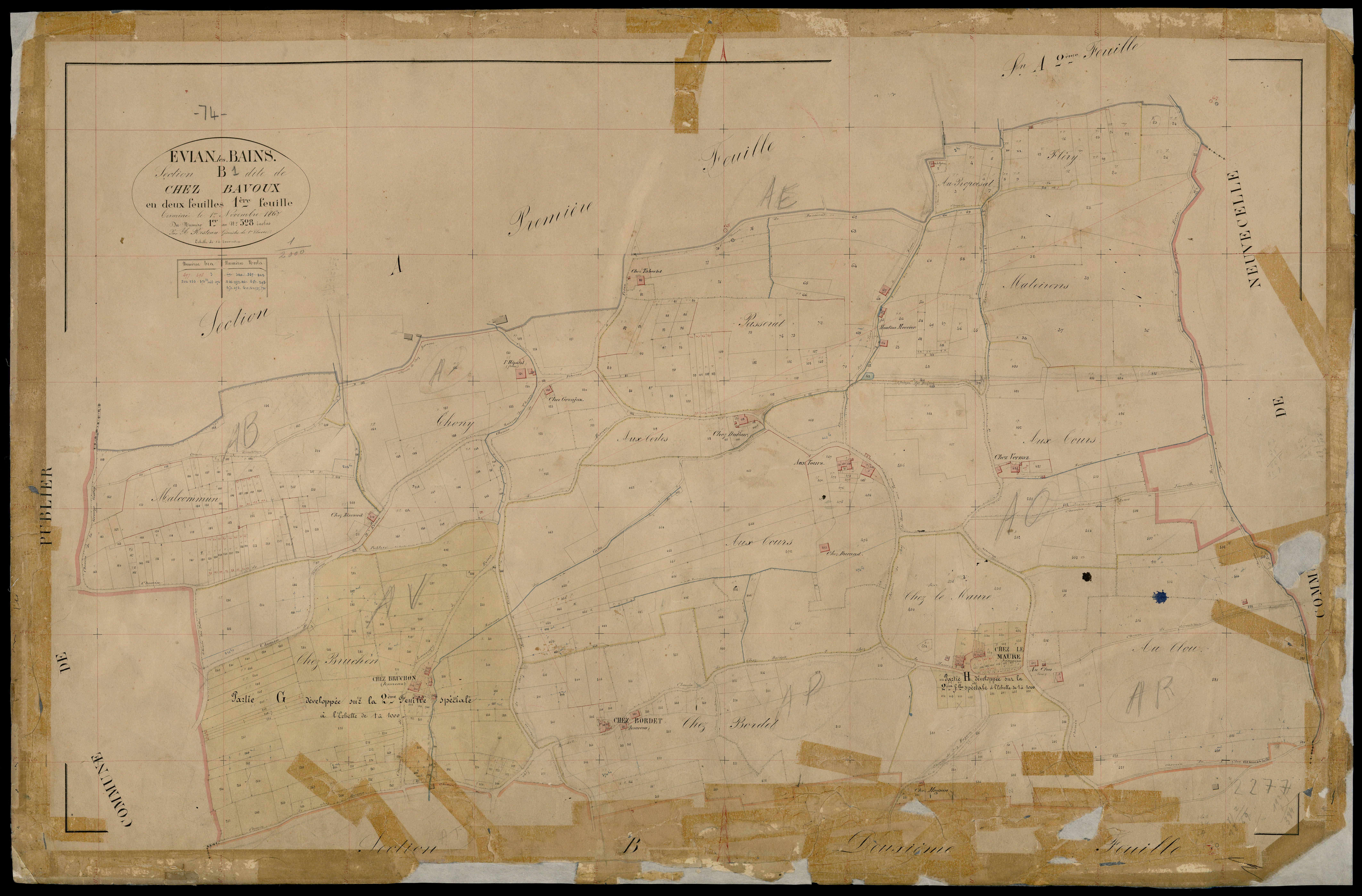 3 P 3 4503 - Feuille n° 2, parcelles n° 29 à 993 - 1er novembre 1867