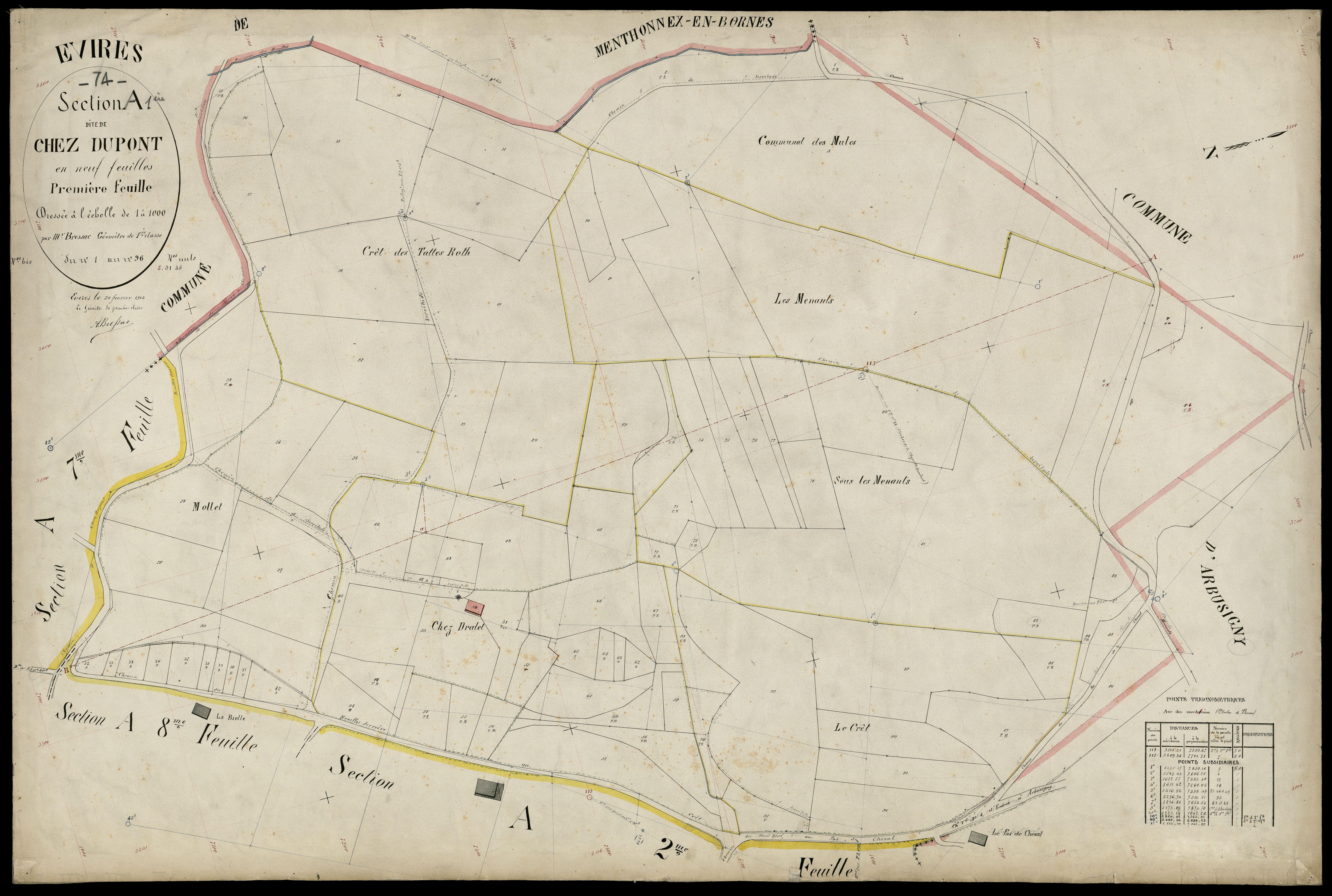 3 P 3 4550 - Feuille n° 2, parcelles n° 97 à 168 - 20 février 1904