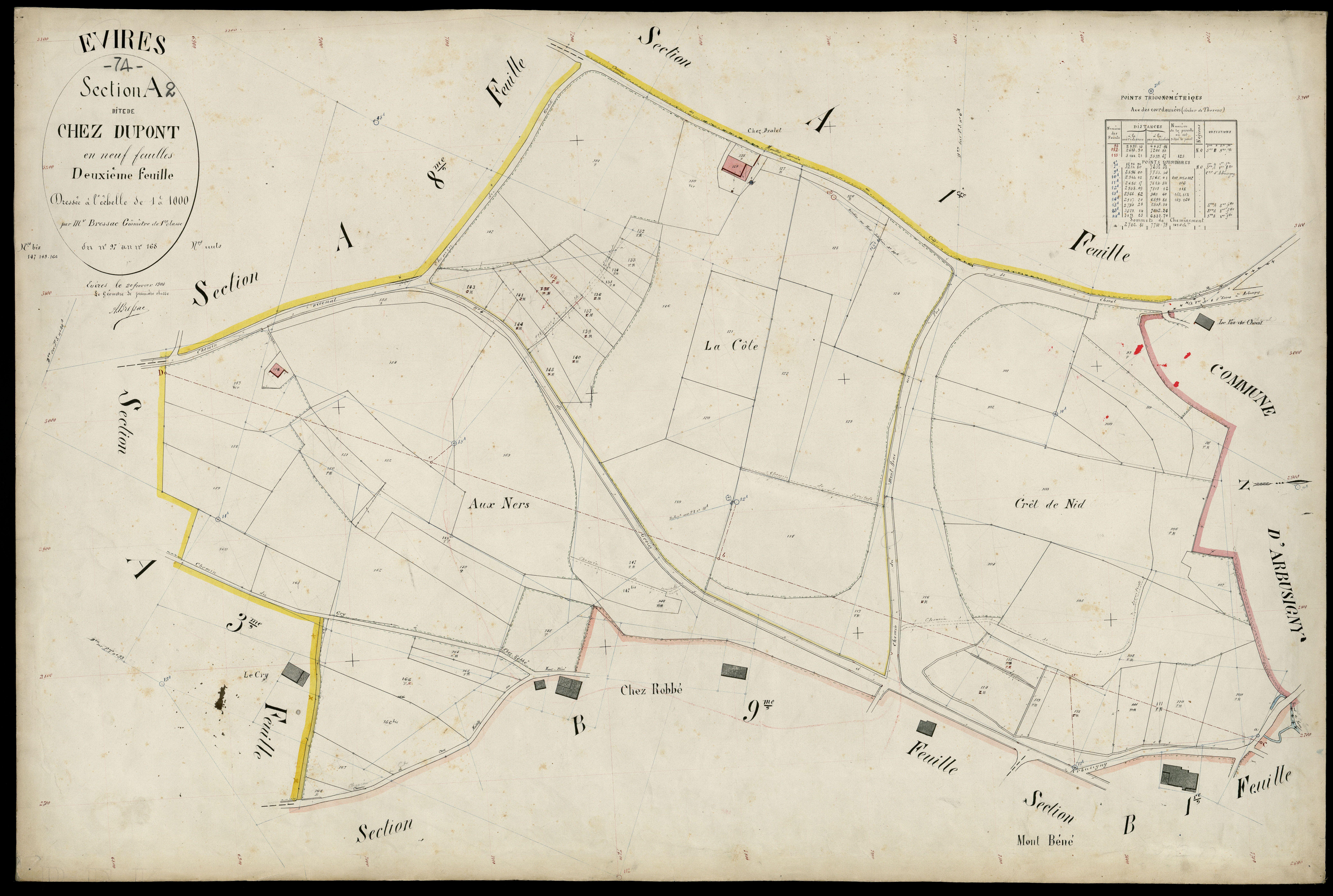 3 P 3 4551 - Feuille n° 3, parcelles n° 168bis à 26 - 20 février 1904