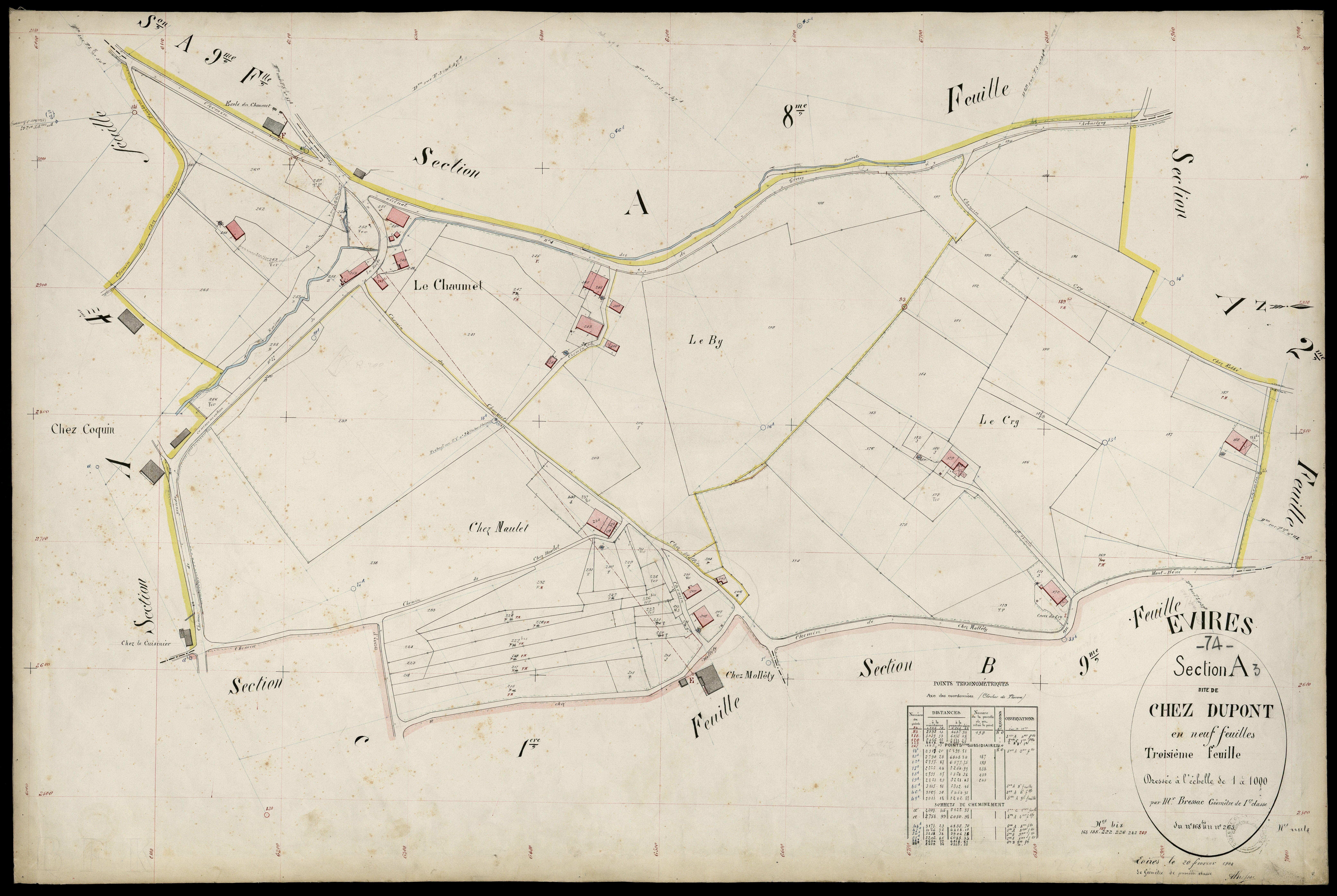 3 P 3 4552 - Feuille n° 4, parcelles n° 266 à 406 - 20 février 1904