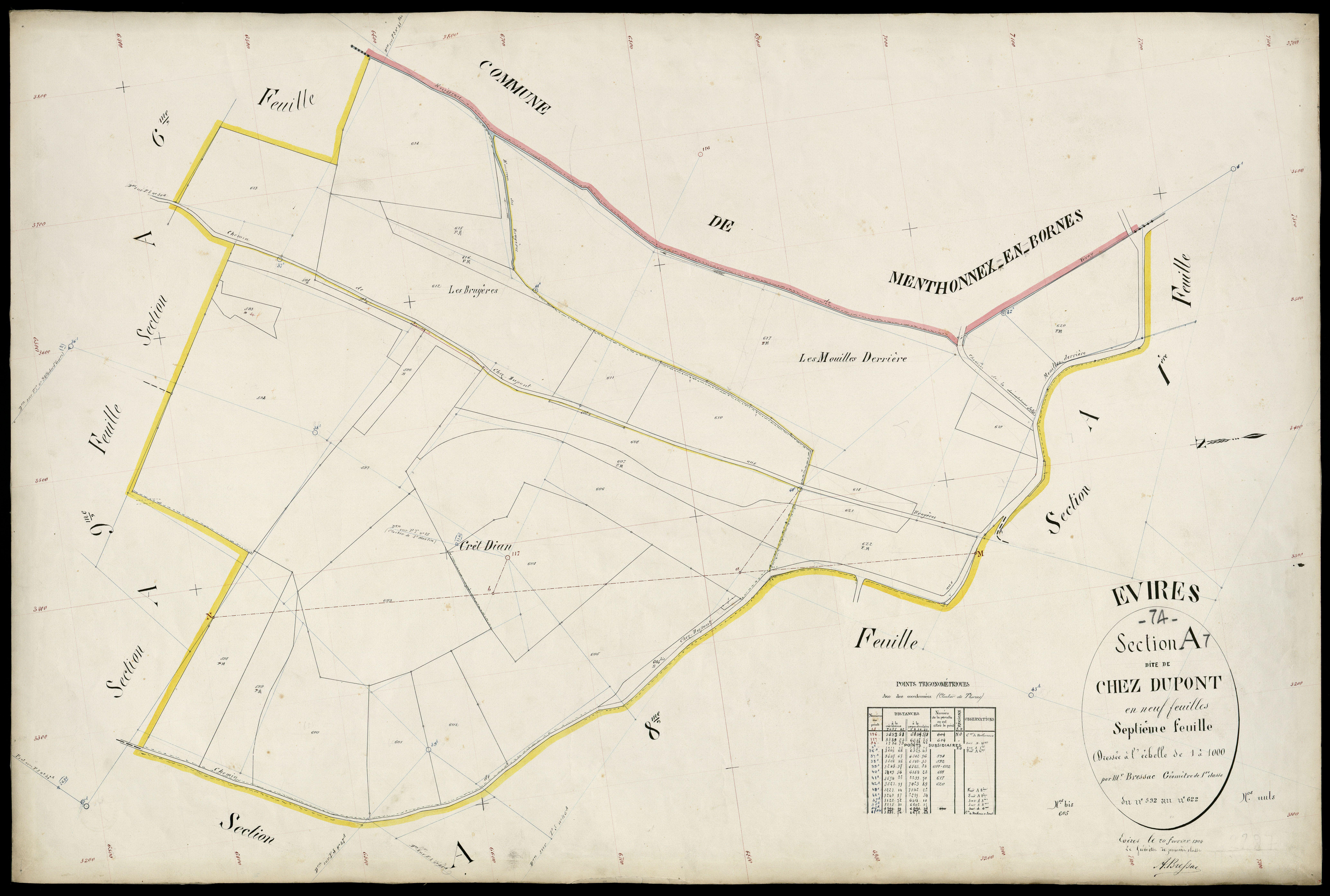3 P 3 4556 - Feuille n° 8, parcelles n° 623 à 739 - 20 février 1904