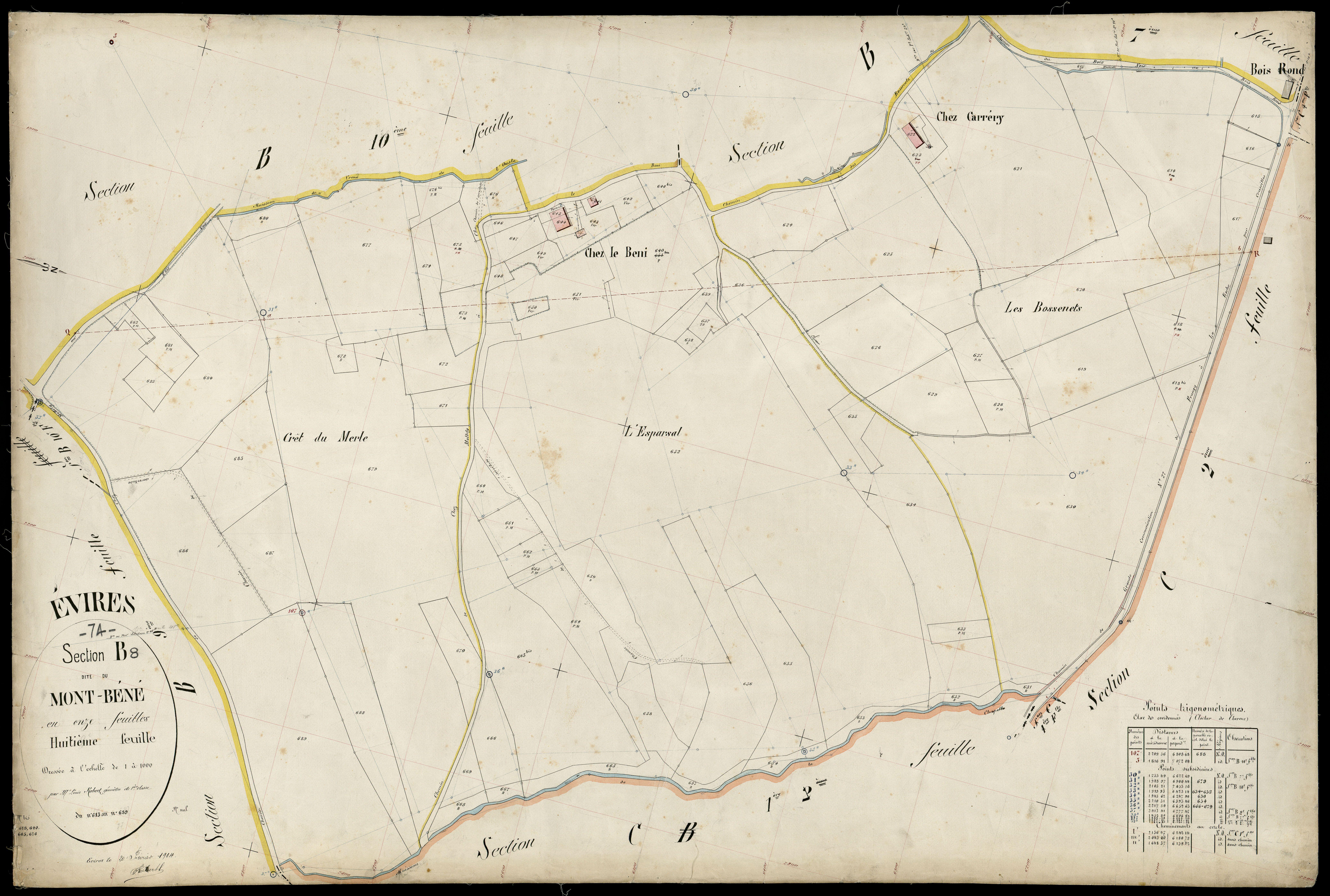 3 P 3 4566 - Feuille n° 9, parcelles n° 690 à 792 - 20 février 1904