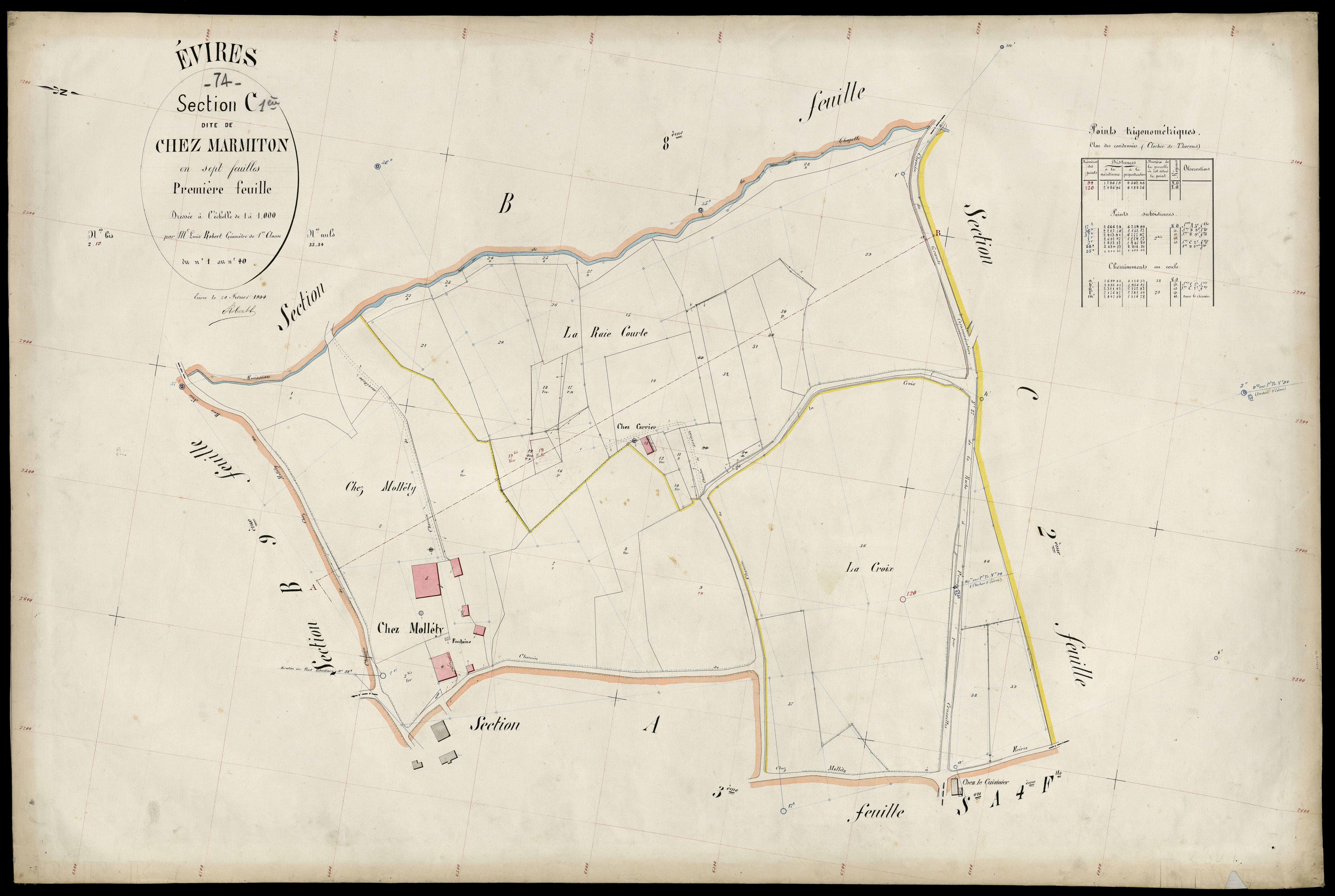 3 P 3 4570 - Feuille n° 2, parcelles n° 41 à 104 - 20 février 1904
