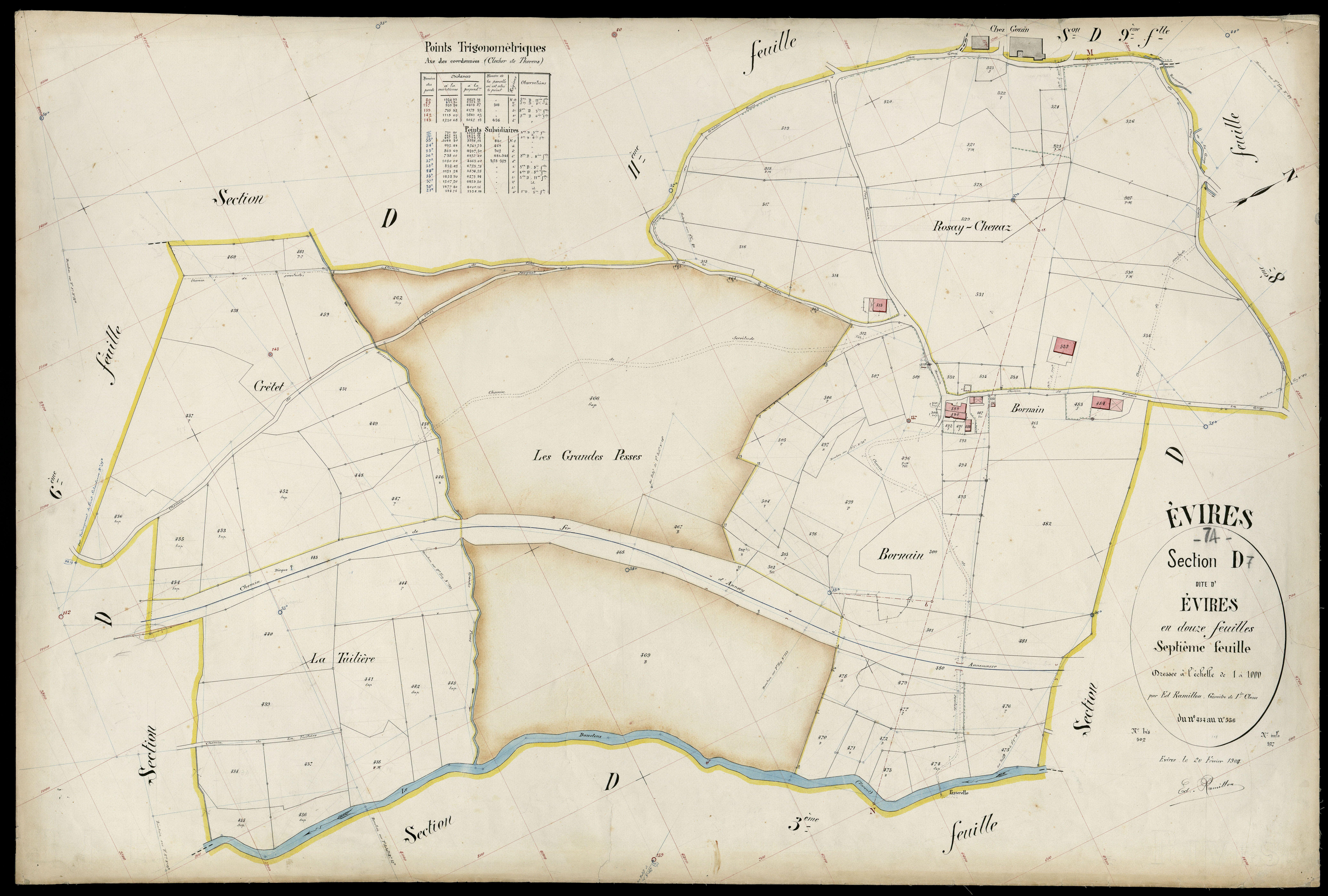 3 P 3 4583 - Feuille n° 8, parcelles n° 37 à 676 - 20 février 1904