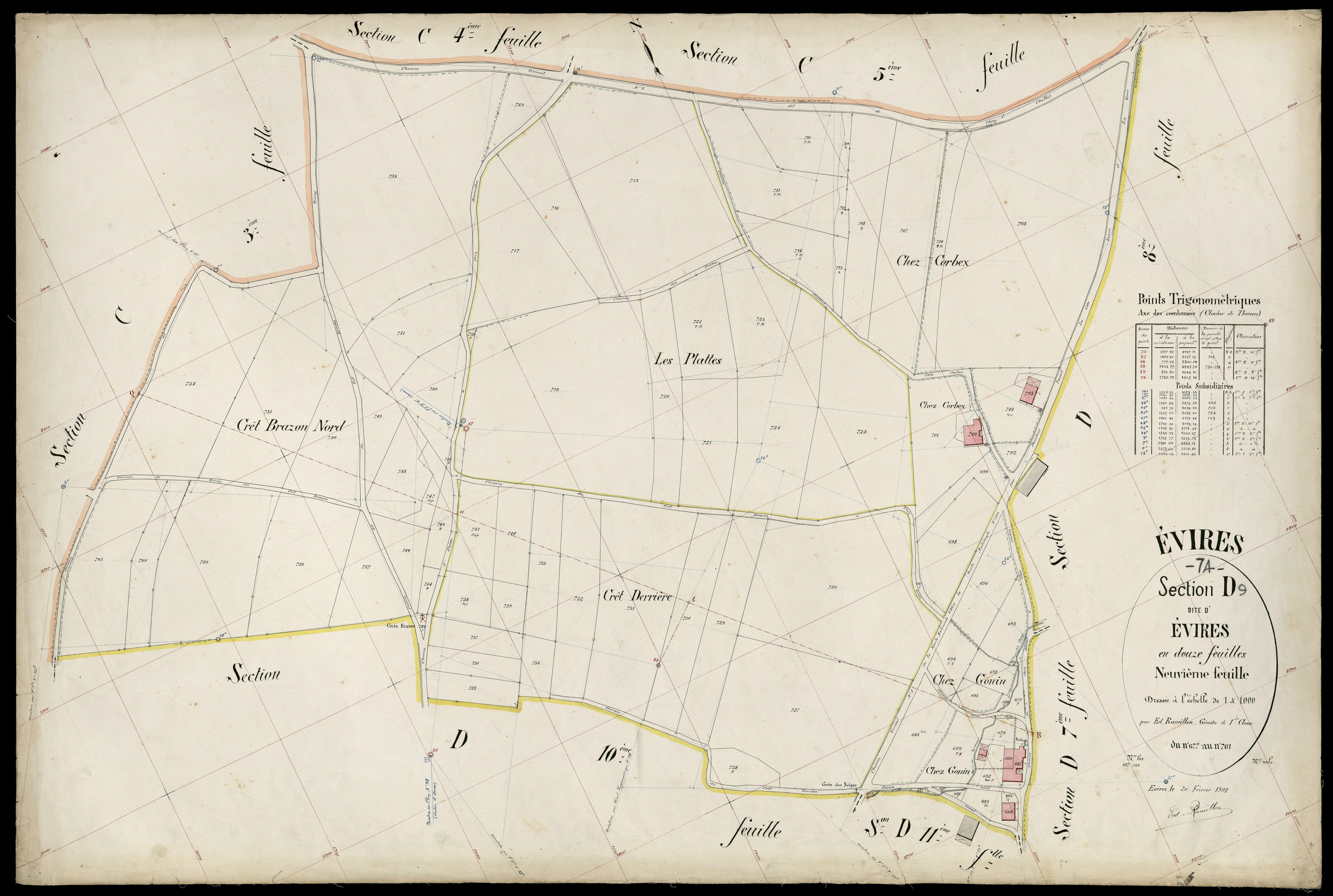3 P 3 4585 - Feuille n° 10, parcelles n° 762 à 834 - 20 février 1904