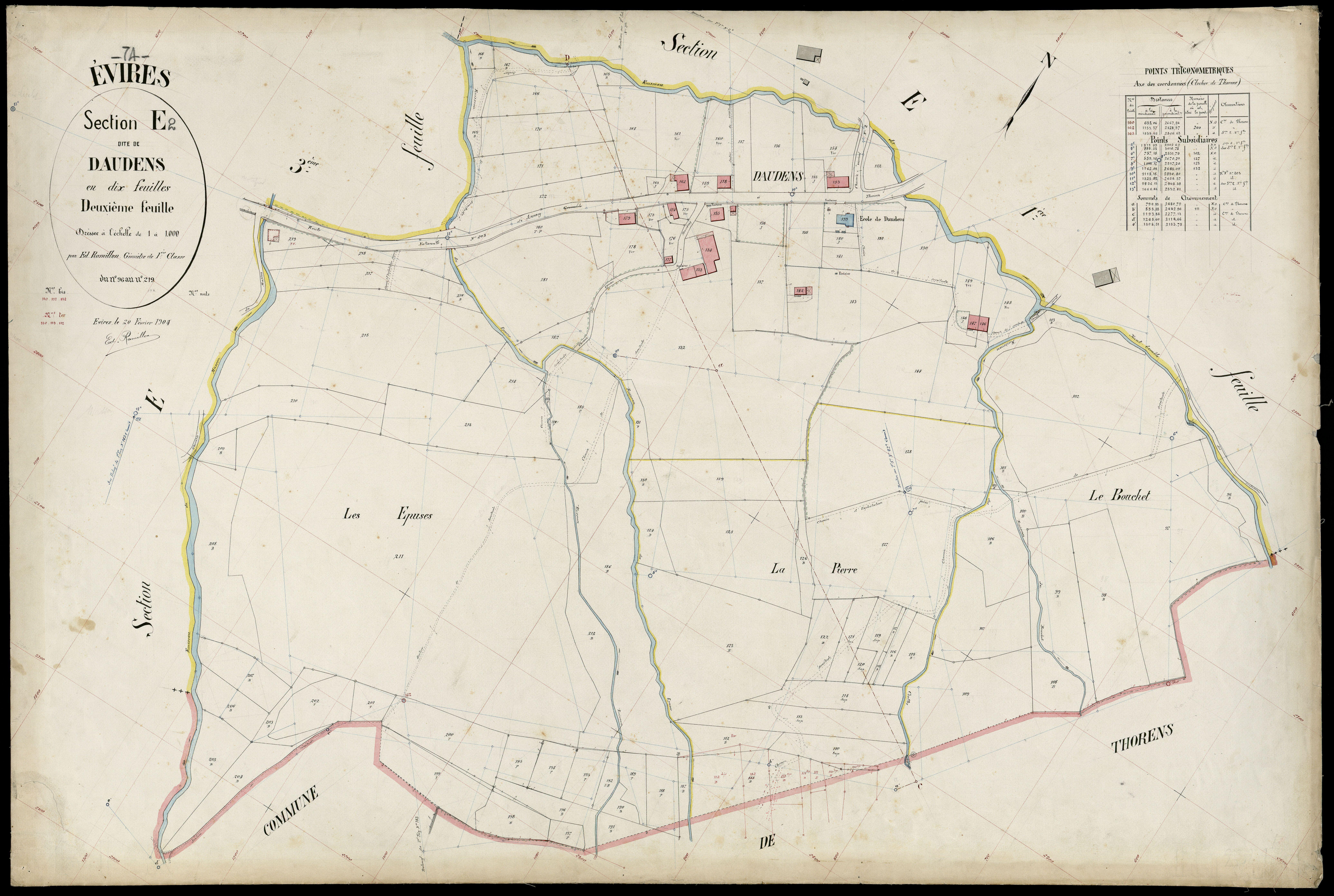 3 P 3 4590 - Feuille n° 3, parcelles n° 220 à 291 - 20 février 1904