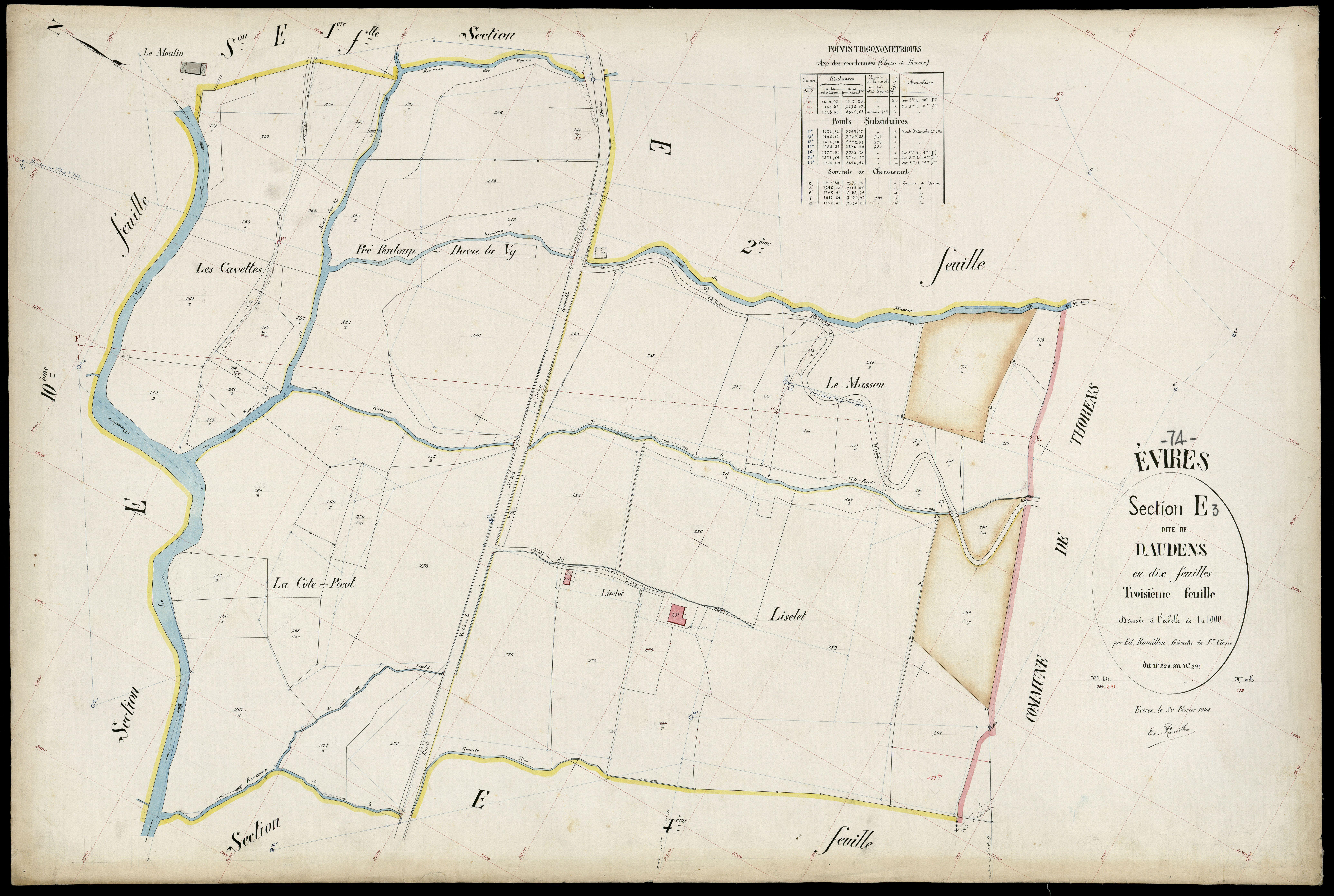 3 P 3 4591 - Feuille n° 4, parcelles n° 292 à 339 - 20 février 1904