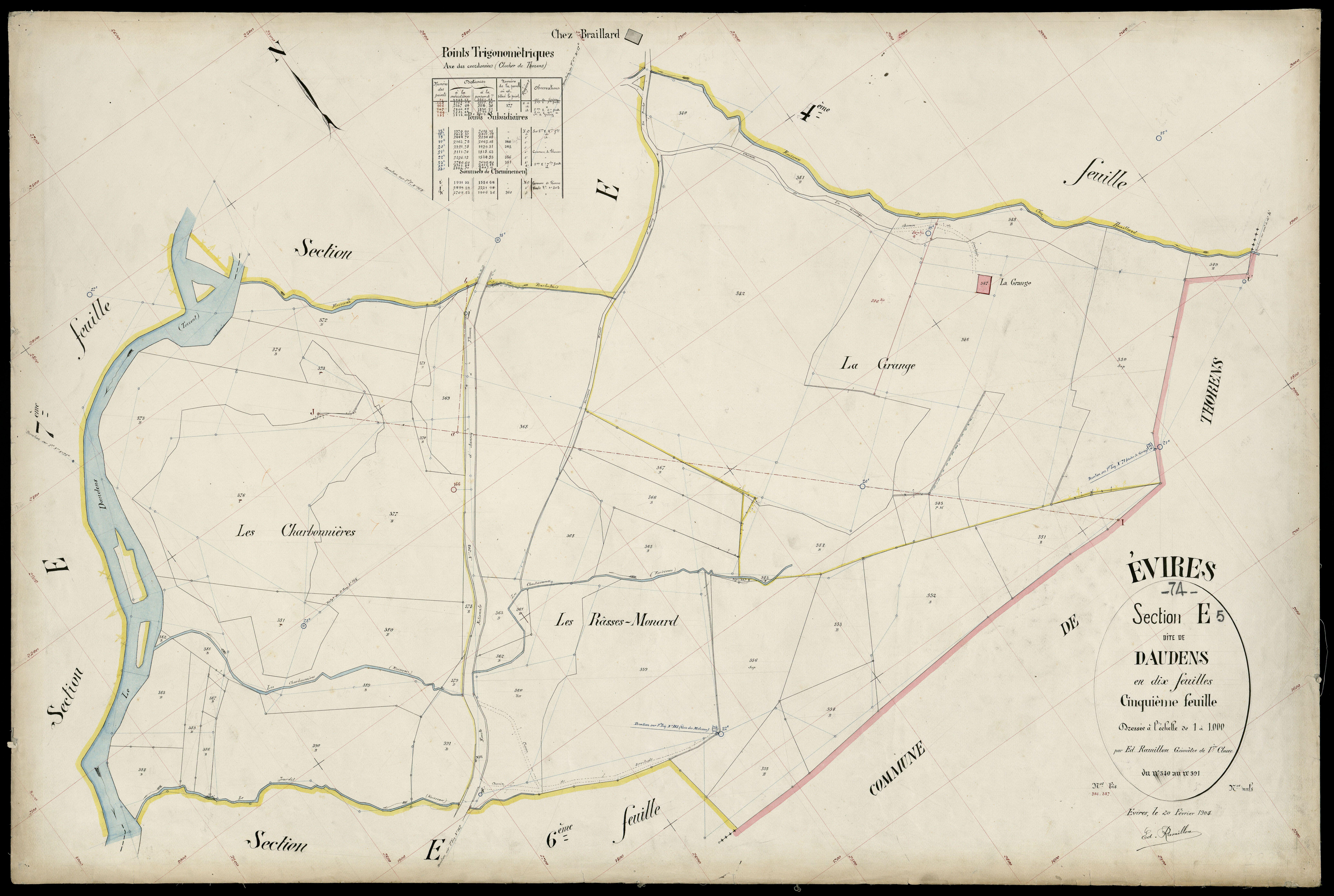 3 P 3 4593 - Feuille n° 6, parcelles n° 392 à 419 - 20 février 1904
