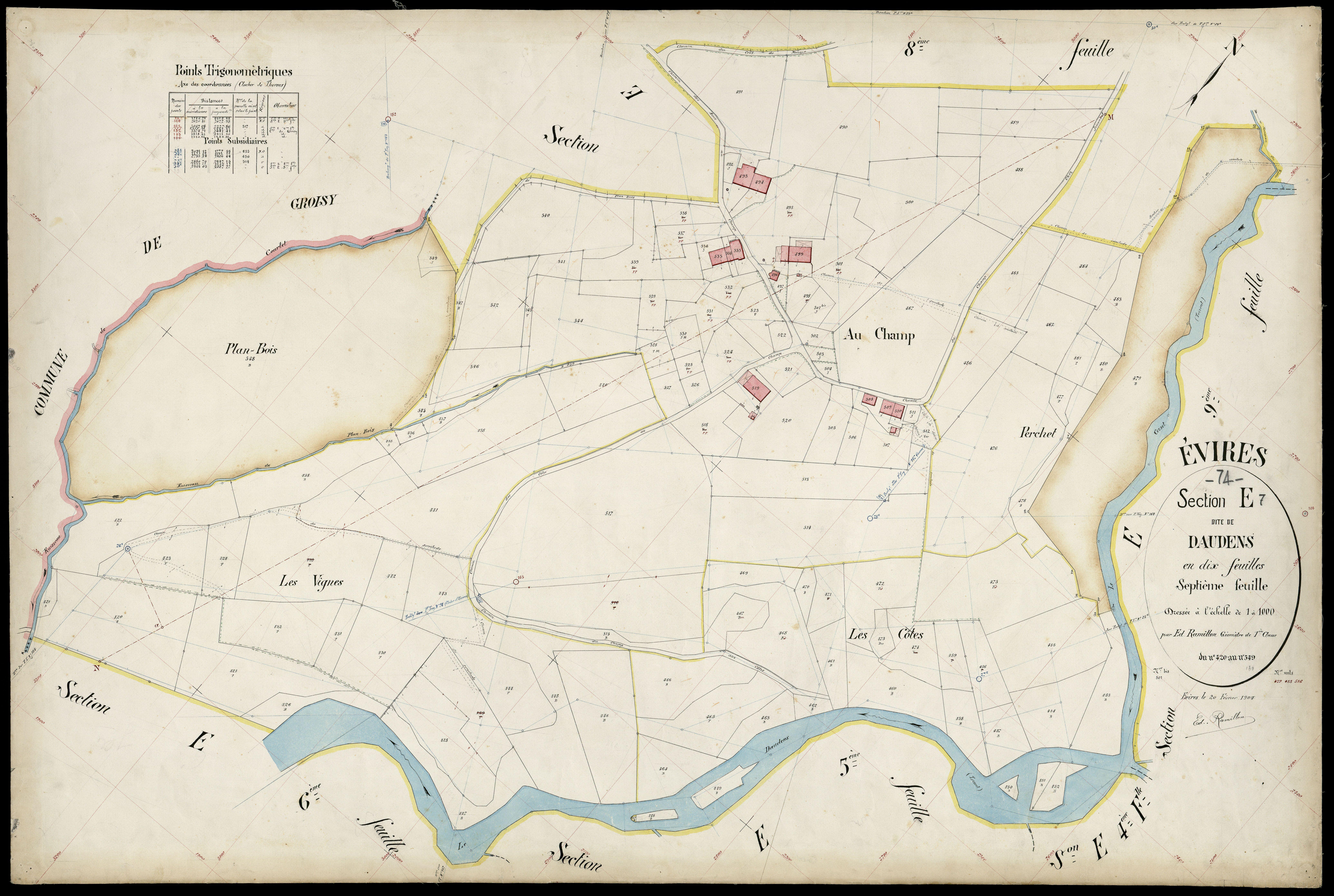 3 P 3 4595 - Feuille n° 8, parcelles n° 0 à 627 - 20 février 1904