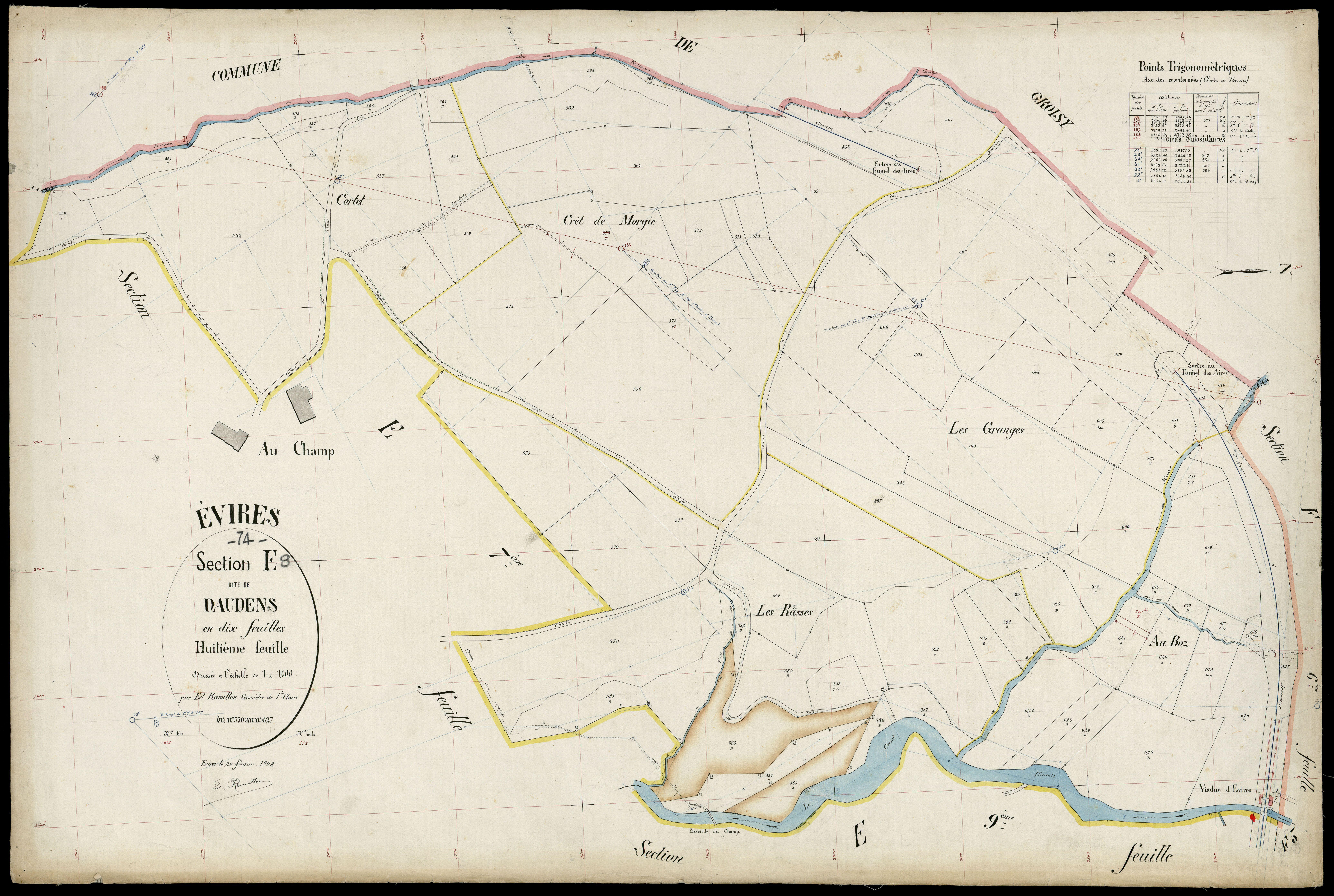 3 P 3 4596 - Feuille n° 9, parcelles n° 628 à 692 - 20 février 1904