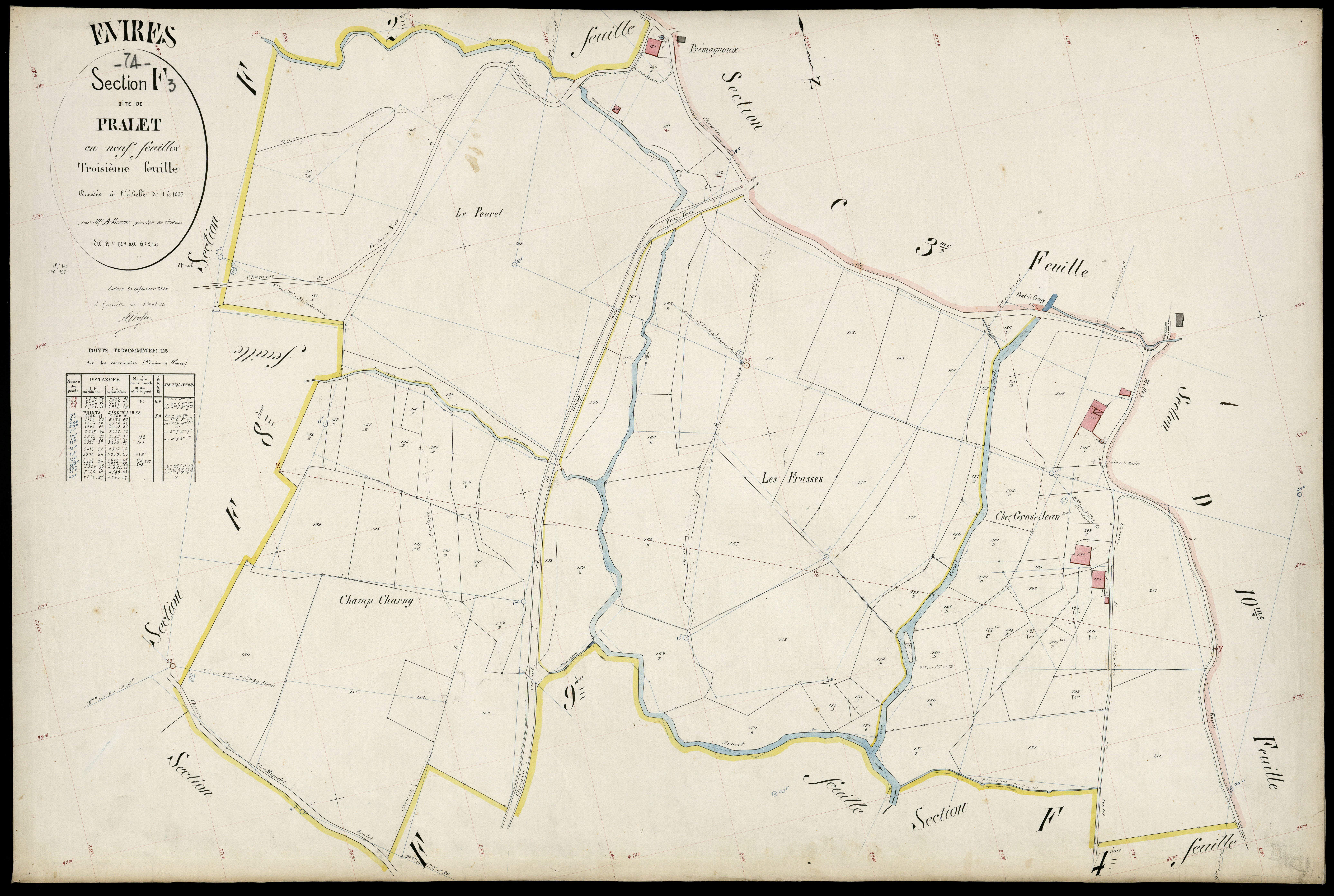 3 P 3 4601 - Feuille n° 4, parcelles n° 213 à 300 - 20 février 1904