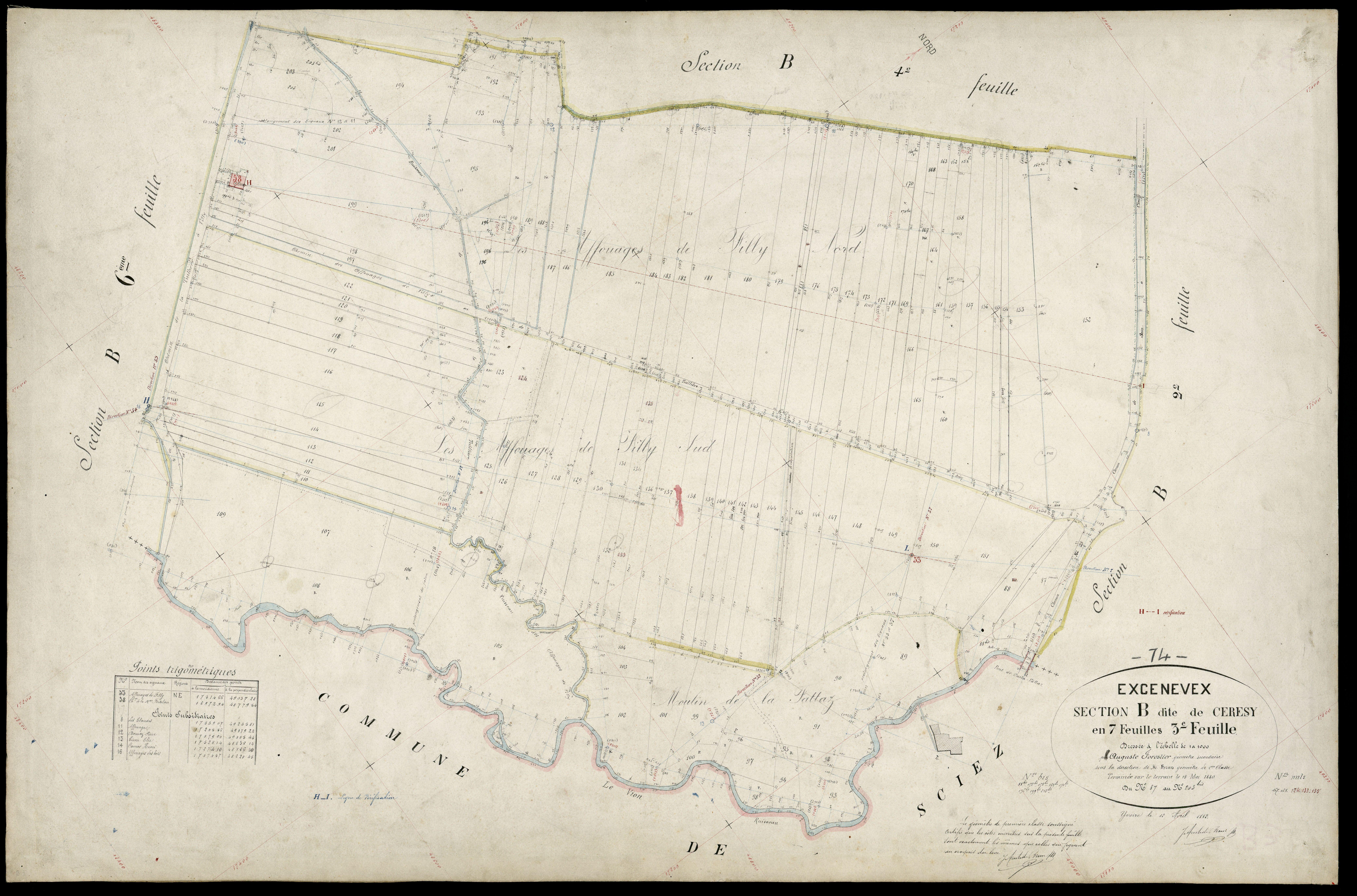 3 P 3 4619 - Feuille n° 4, parcelles n° 204 à 229 - 1er février 1882