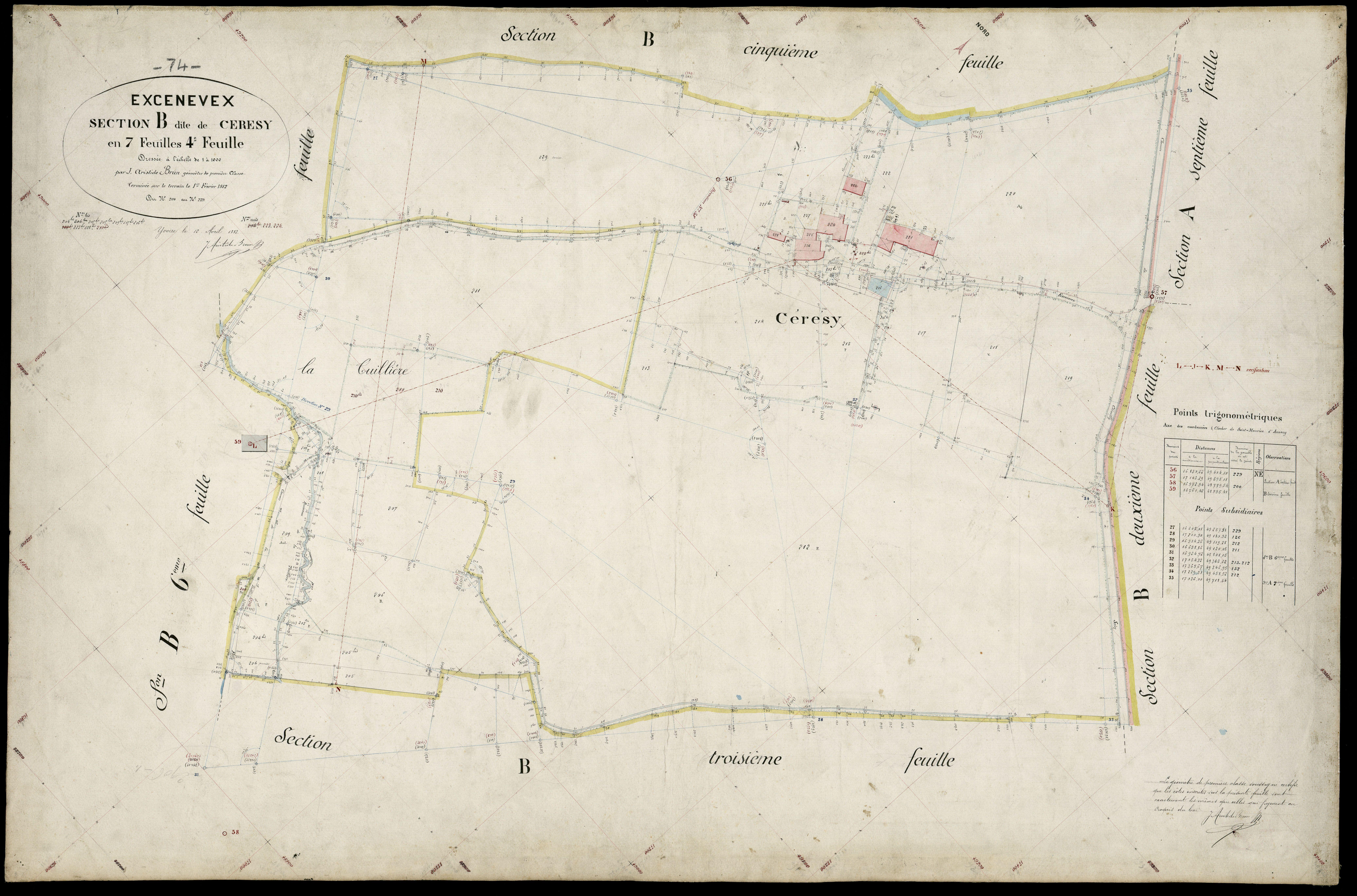 3 P 3 4620 - Feuille n° , parcelles n° 230 à 233 - 15 mai 1880